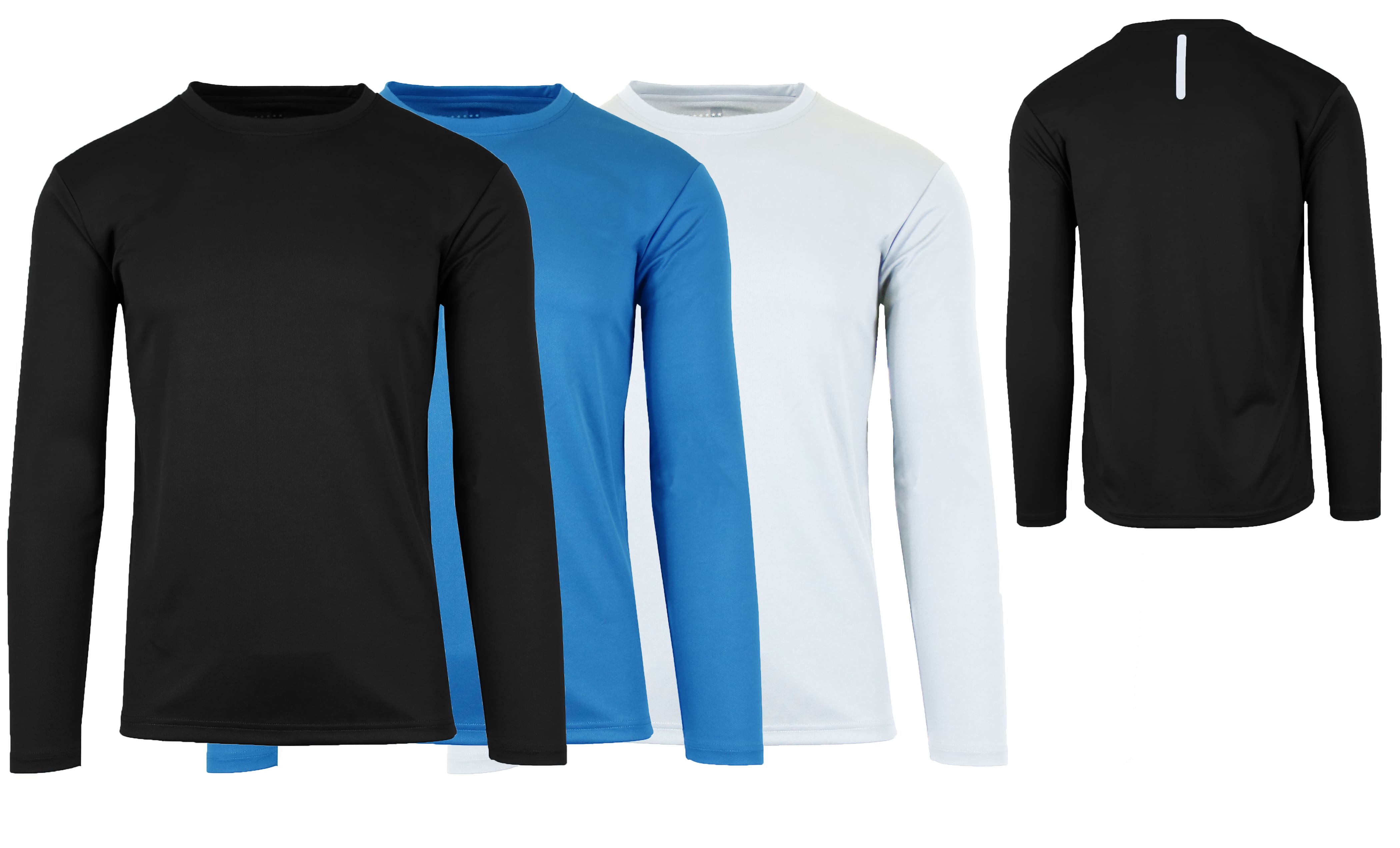 Galaxy by Harvic Long Sleeve Moisture-Wicking Performance Crew Neck Men&#x27;s T-Shirt 3 Pack