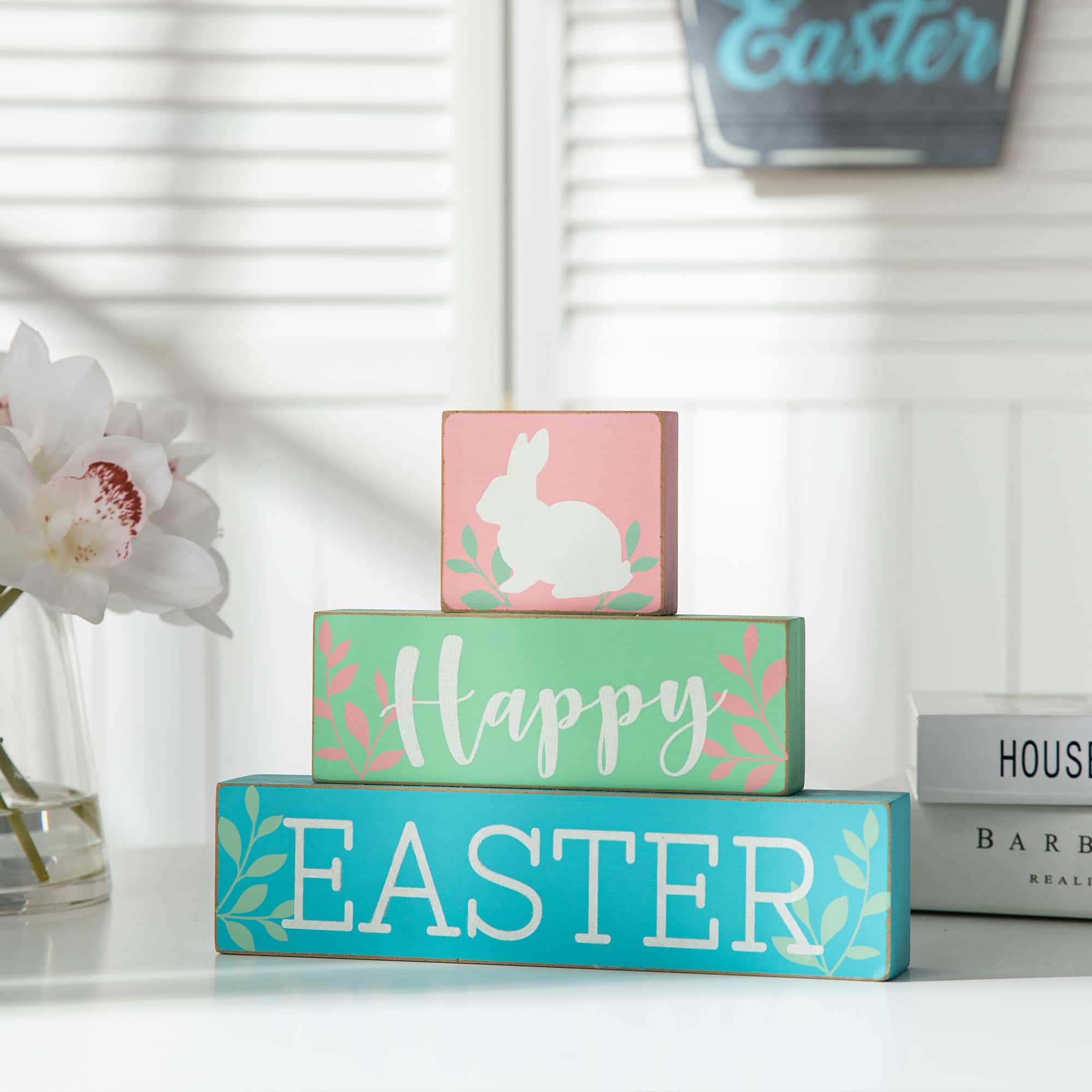 Glitzhome® 9.5" Wooden Easter Block Table Décor