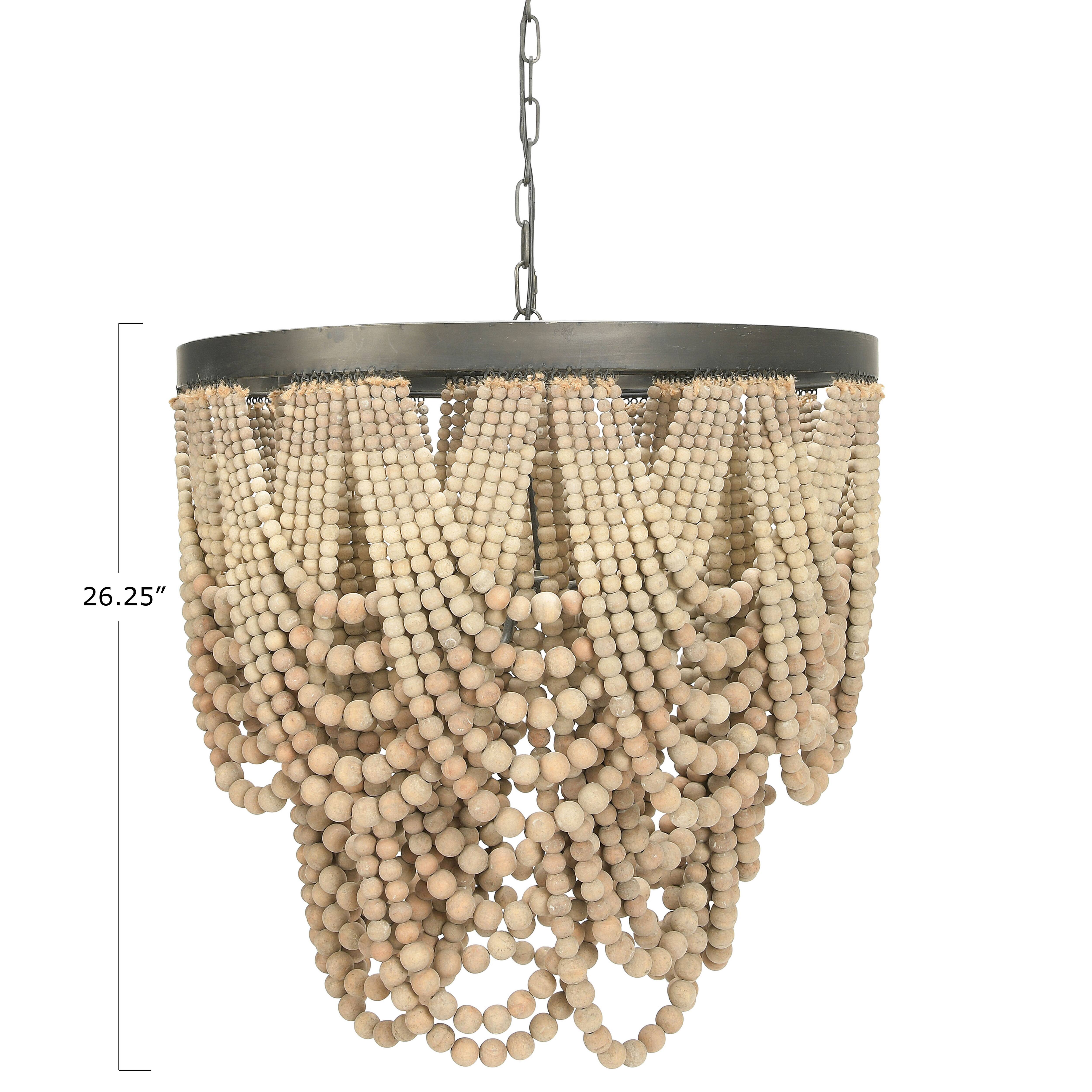 Hello Honey® 27.5" 2-Tier Draped Wood Bead Chandelier
