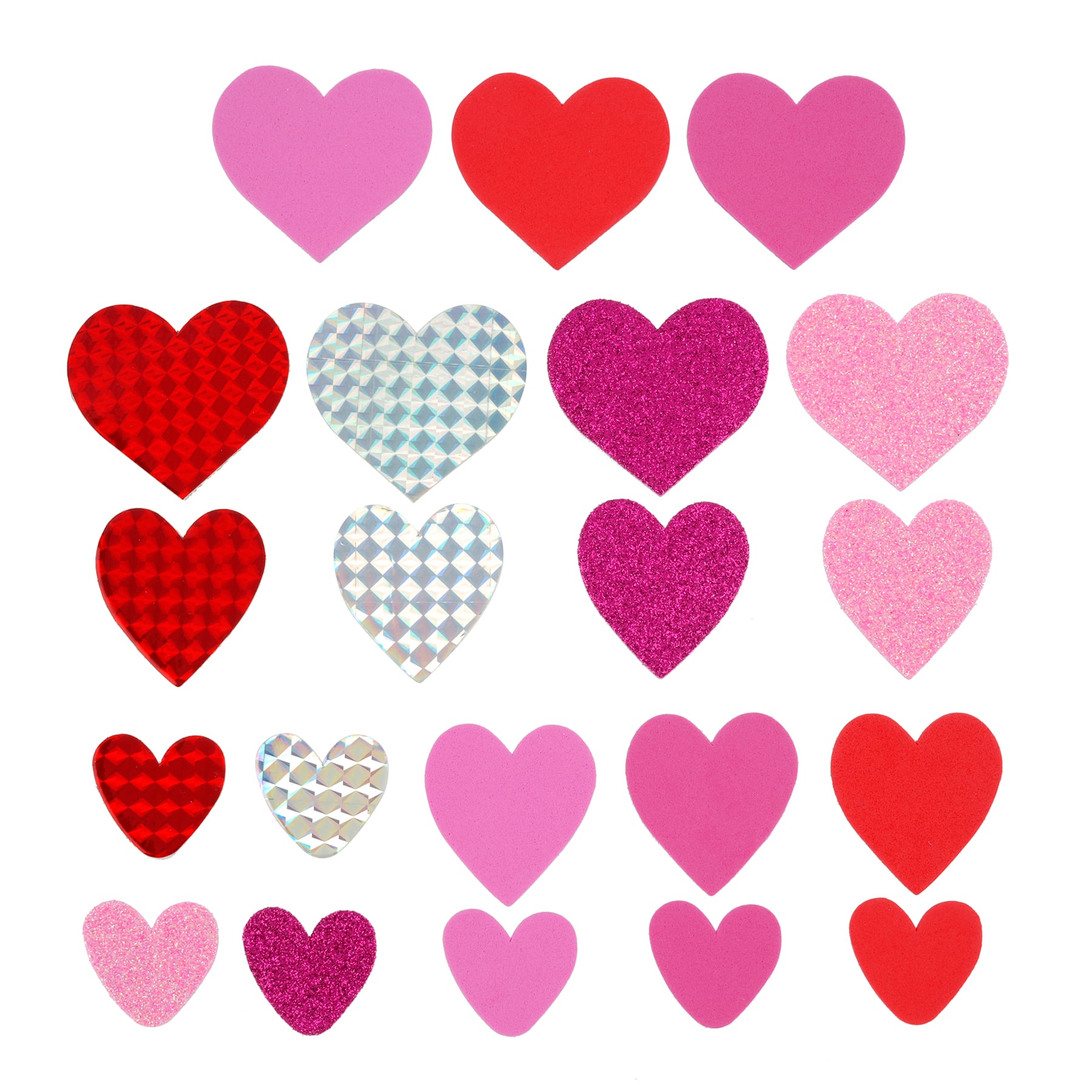 Valentine's Day Pink & Red Glitter Heart Foam Stickers, 120ct. by Creatology | Michaels