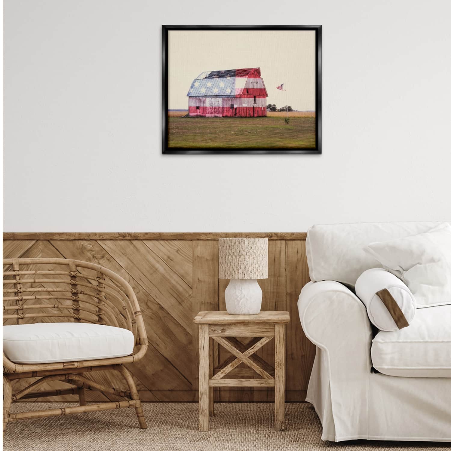 Stupell Industries Americana Farmhouse Barn Floater Framed Art
