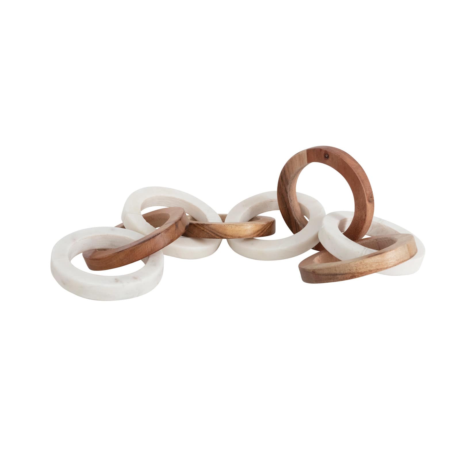 Acacia Wood and Marble Chain with 8 Links