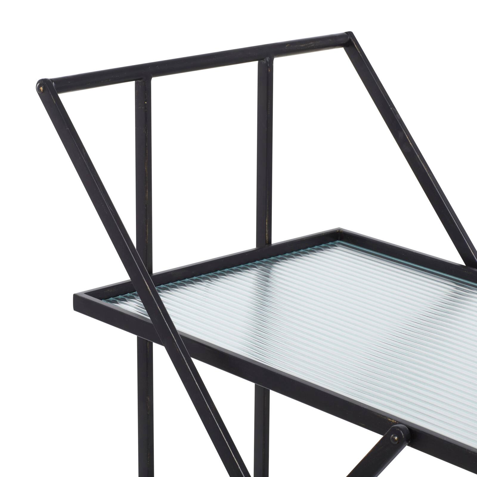 Black Iron Industrial Bar Cart, 32&#x22; x 25&#x22; x 18&#x22;