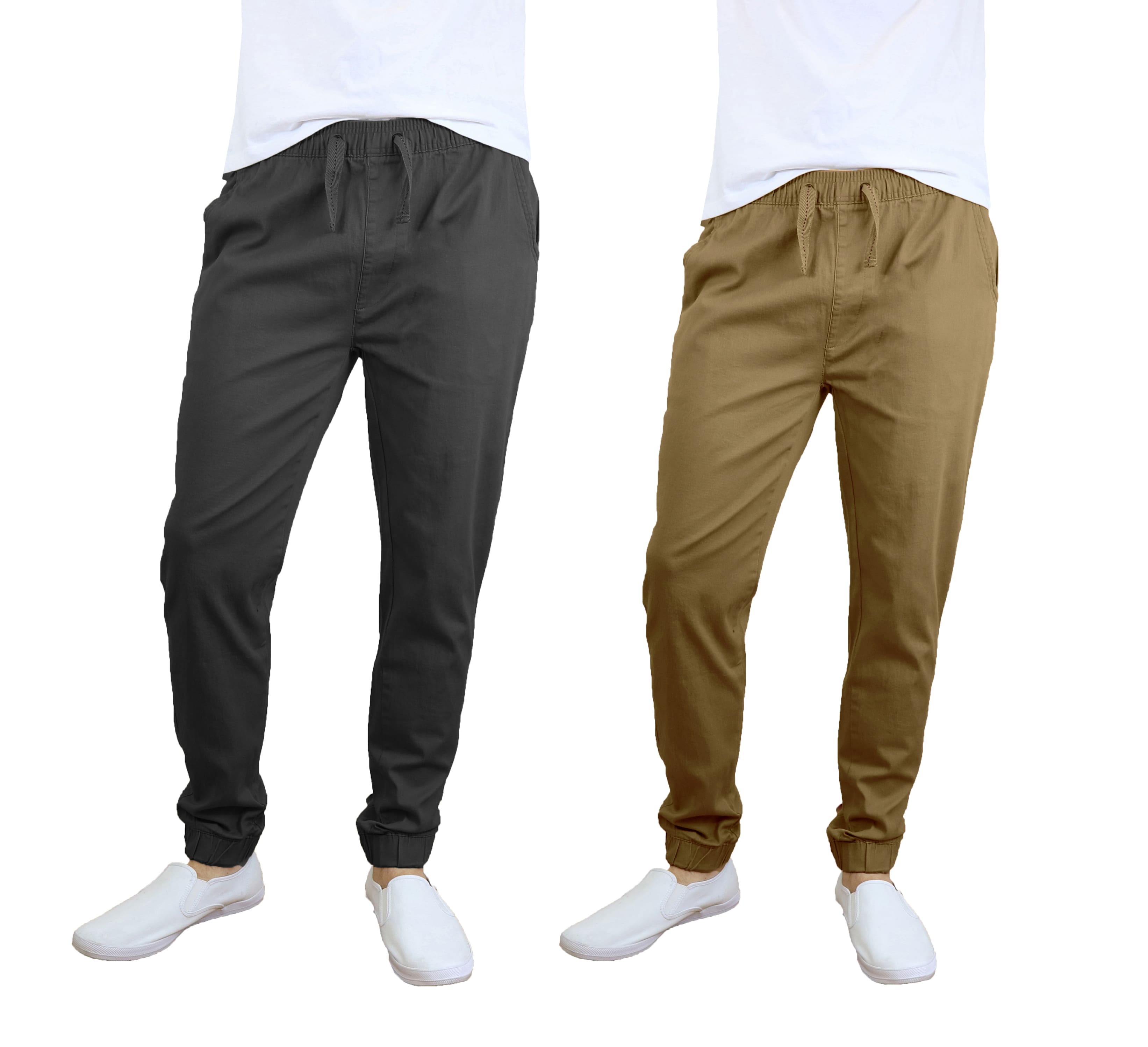 Galaxy By Harvic Slim Fit Basic Stretch Twill Men's Joggers 2 Pack