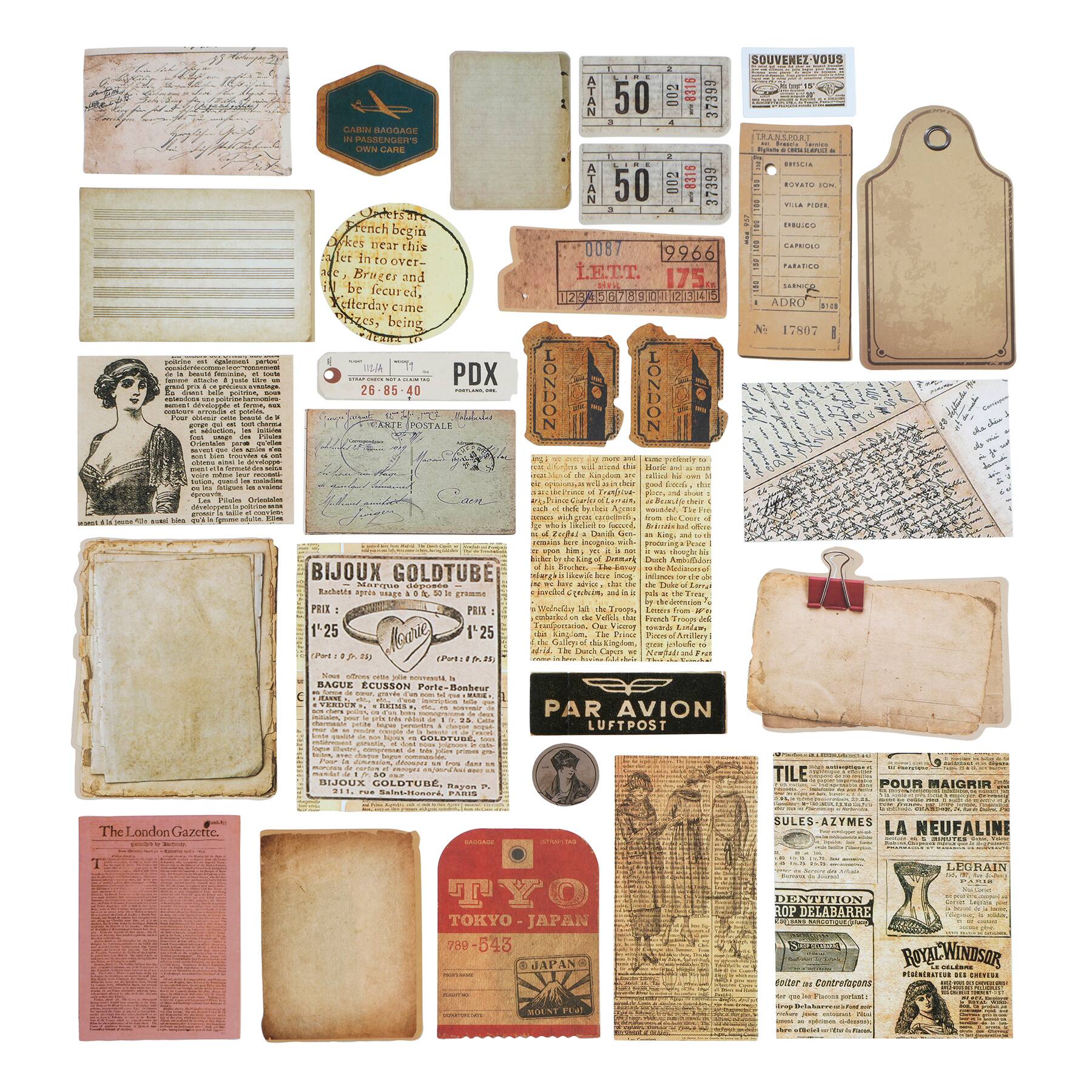 12 Pack: Vintage Newspaper & Correspondence Ephemera by Recollections™