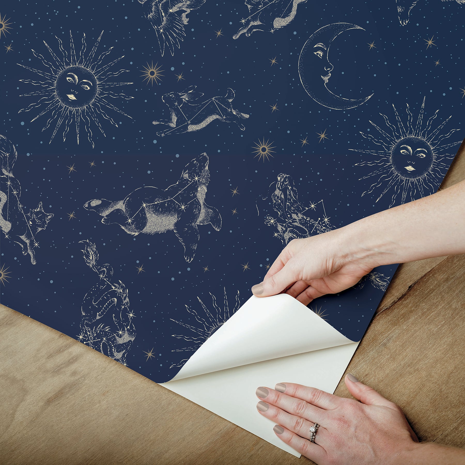 RoomMates Zodiac Dreams Navy Peel &#x26; Stick Wallpaper