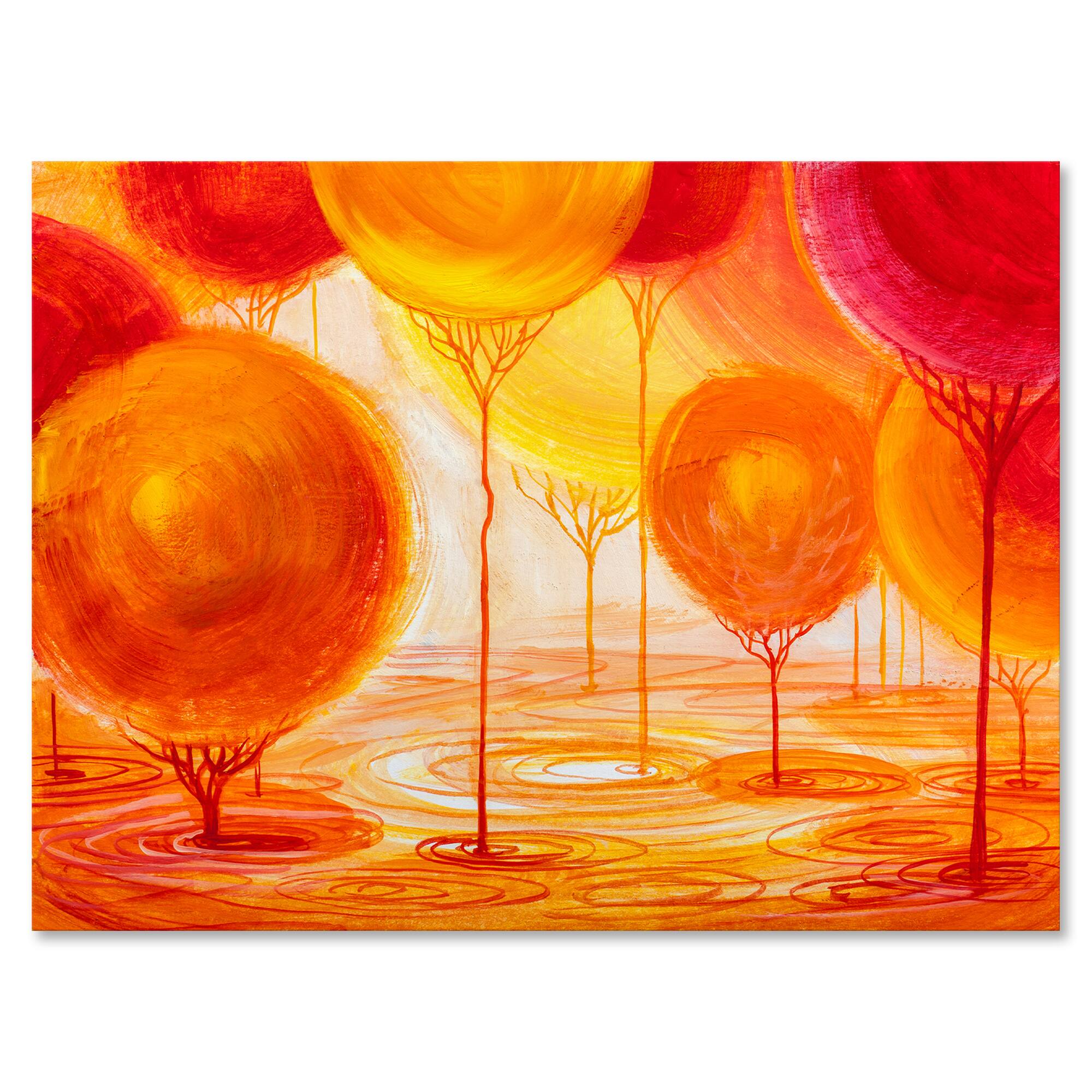 Designart - Colourful Ornamental Trees II - Modern Canvas Wall Art Print