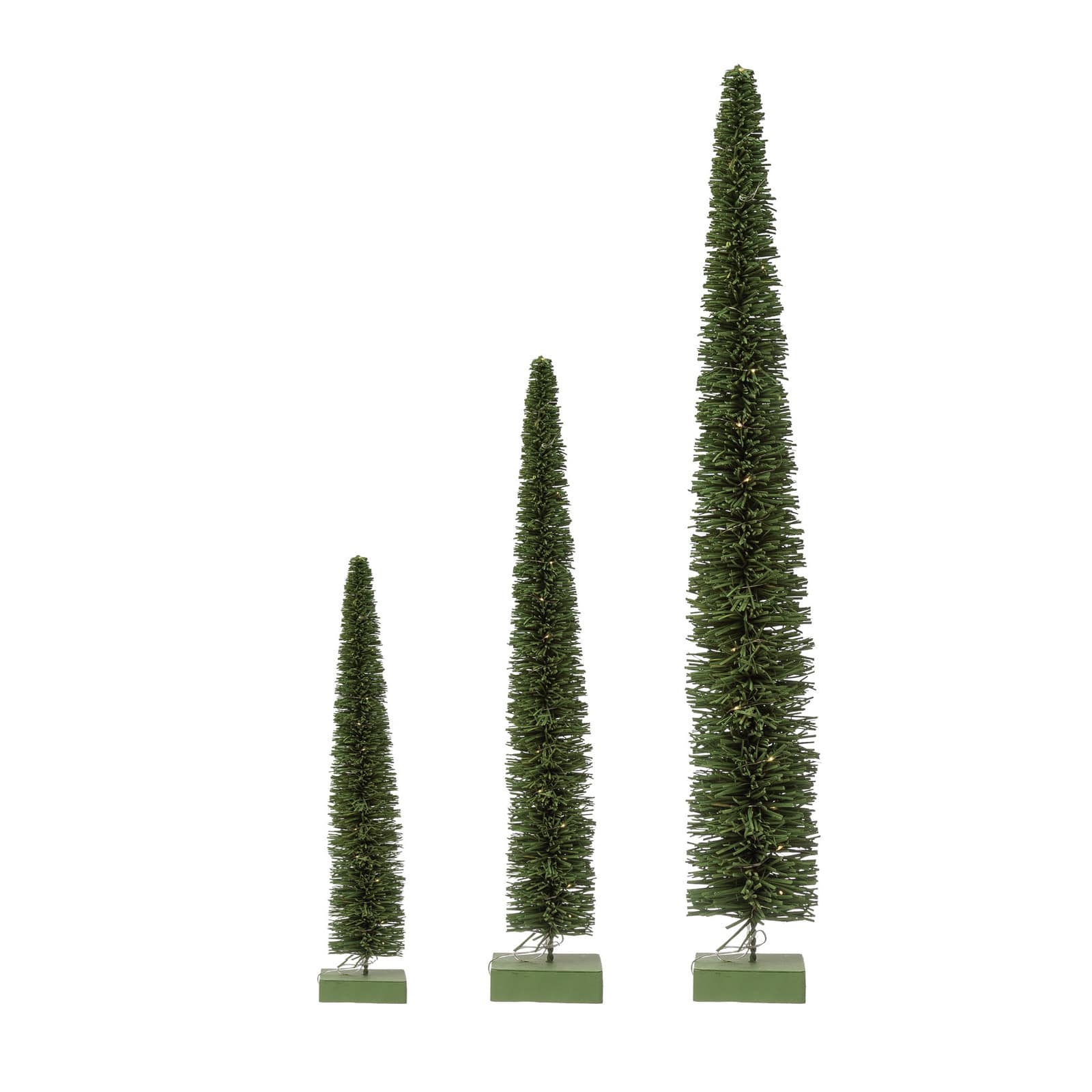 Hello Honey&#xAE; 25.25&#x22; LED Green Rattan Tree with Wood Base