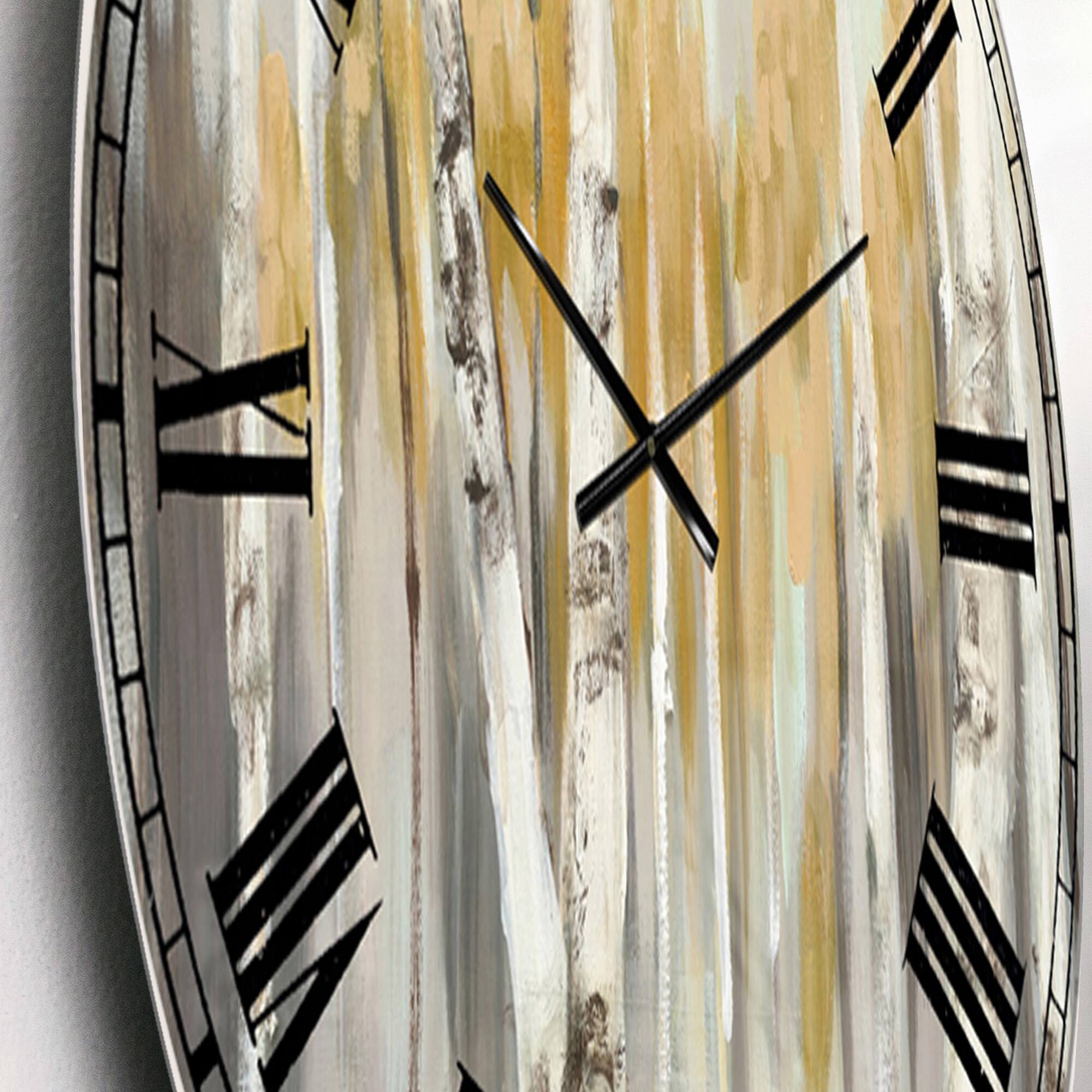 Designart 'Silver And Yellow Birch Forest Farmhouse Wall Clock