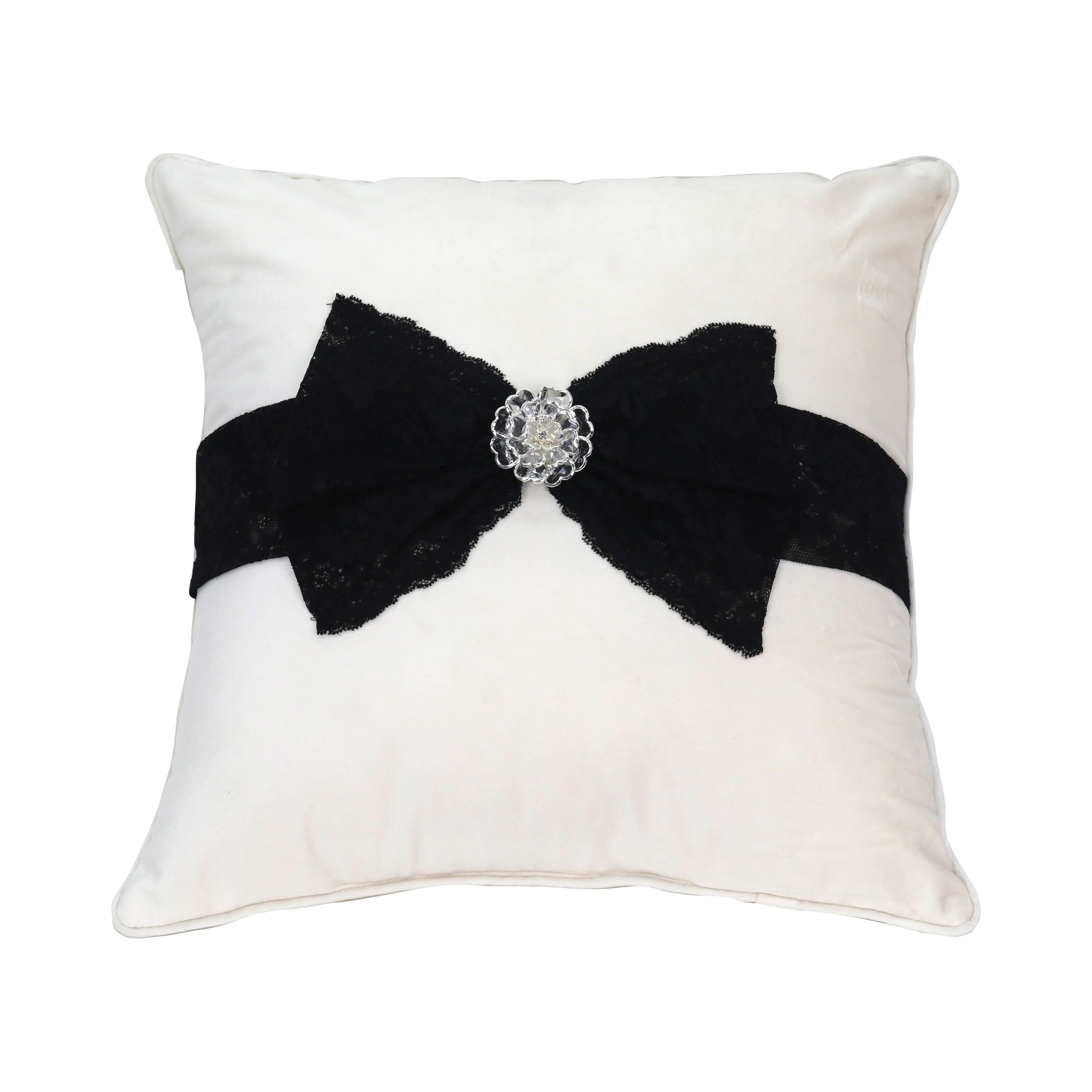 16&#x22; Black &#x26; White Large Bow Softline Throw Pillow by Ashland&#xAE;
