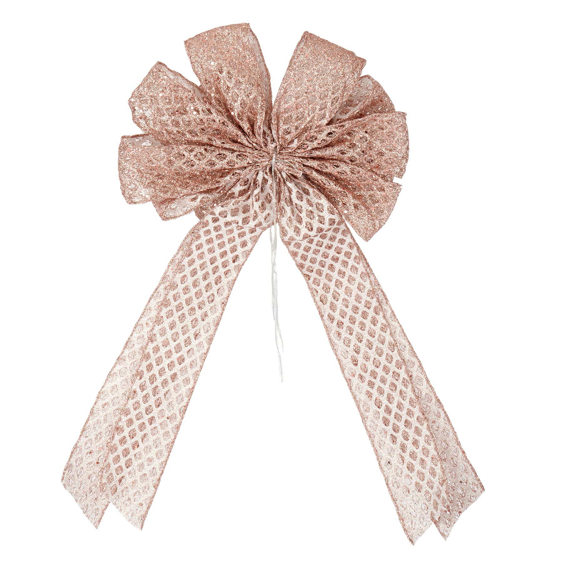 20.5&#x22; Blush Glitter Tree Topper Bow by Celebrate It&#x2122;