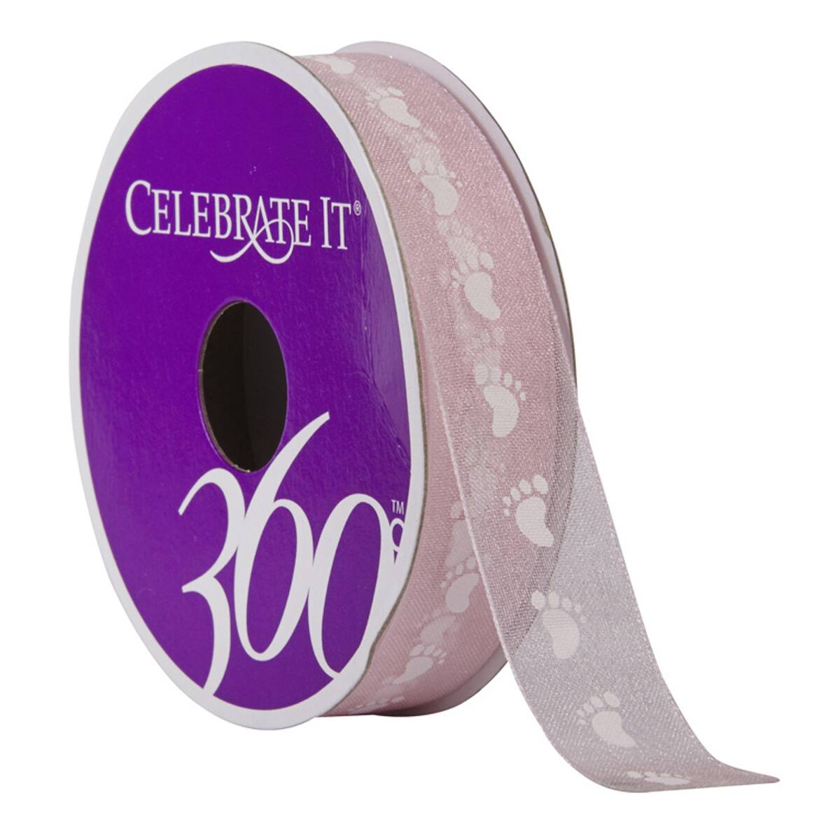 12 Pack: 5/8" Sheer Baby Footprints Ribbon by Celebrate It® 360°™