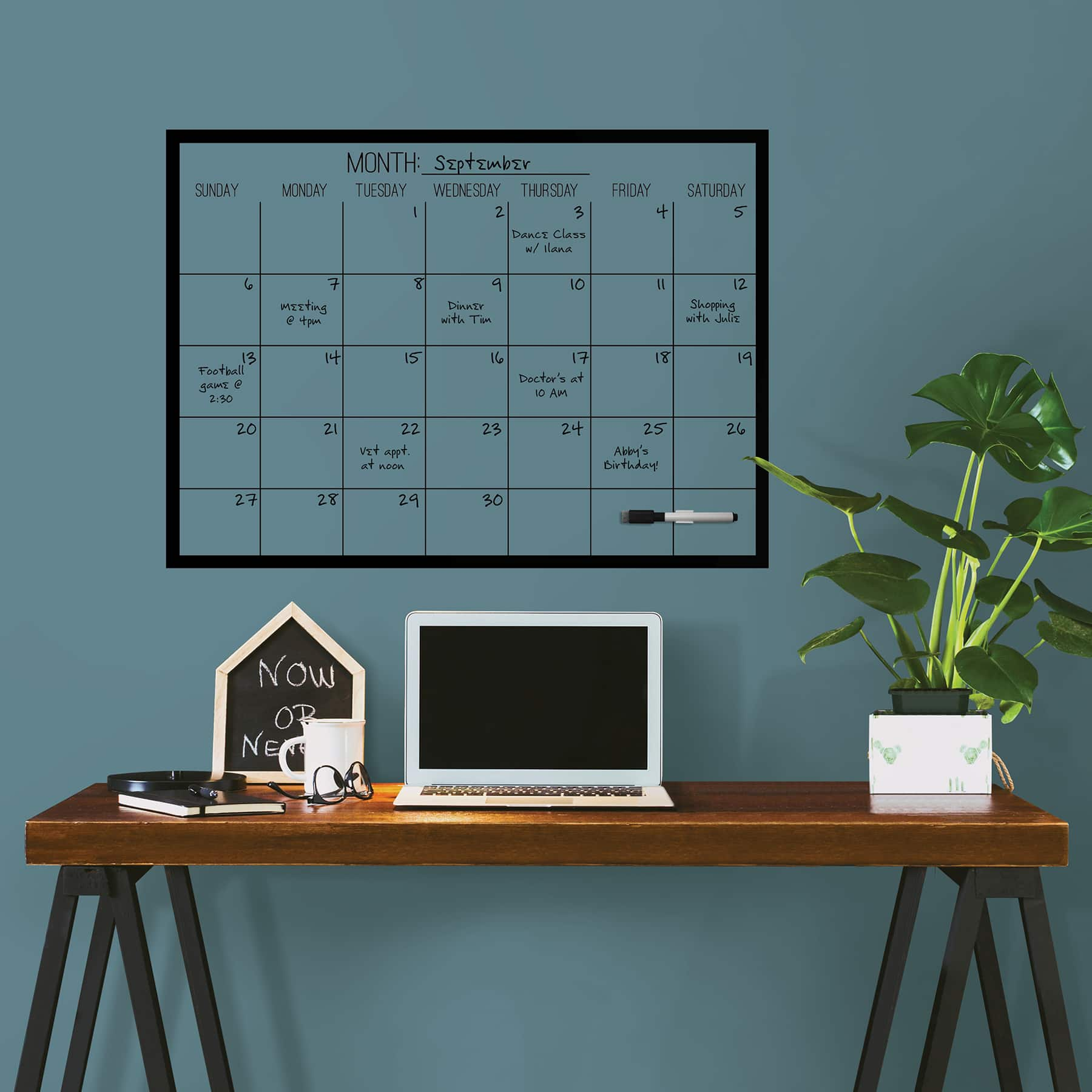 WallPops Clear with Black Edge Monthly Dry Erase Calendar