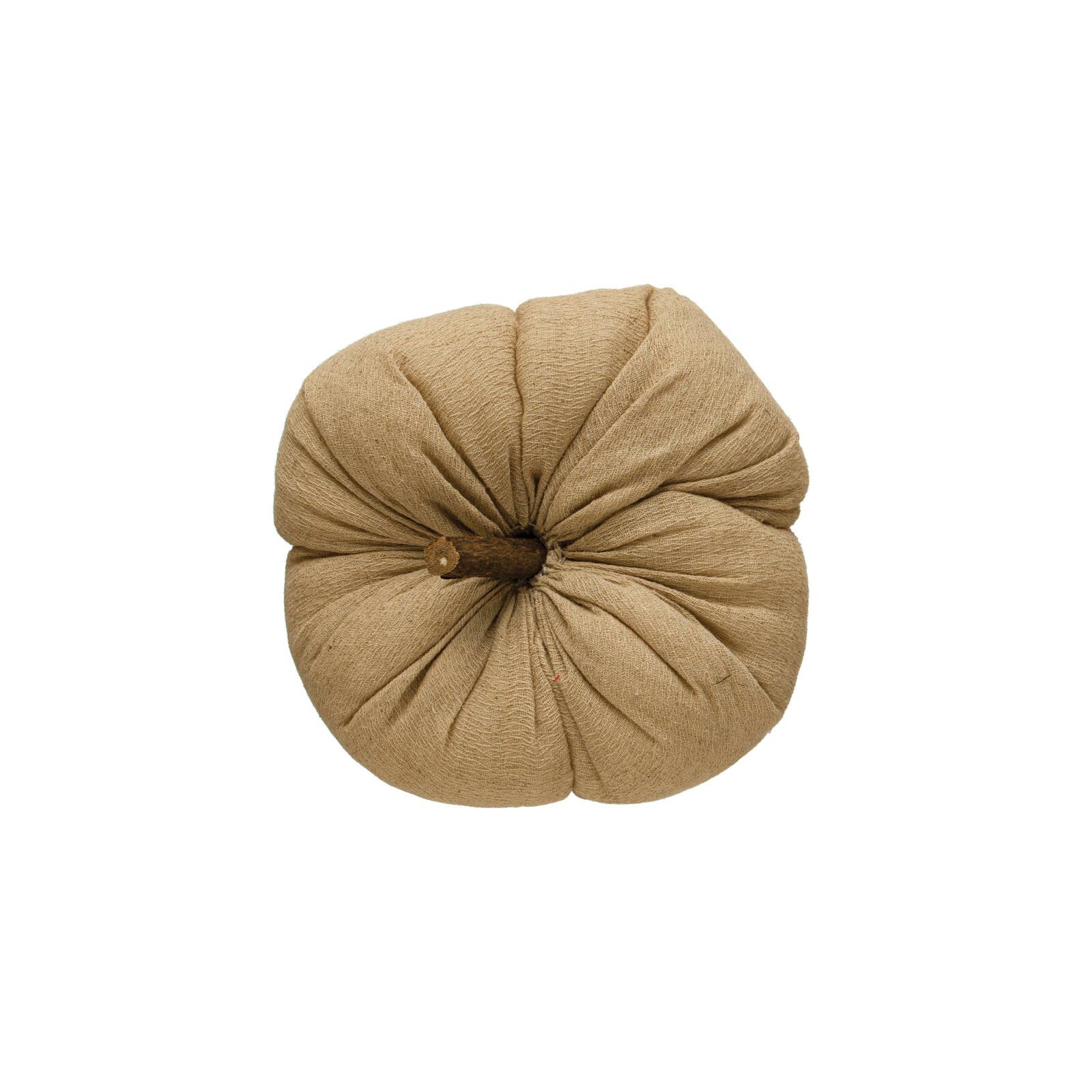 Hello Honey&#xAE; 7.75&#x22; Nutmeg Color Fabric Pumpkin with Wood Stem