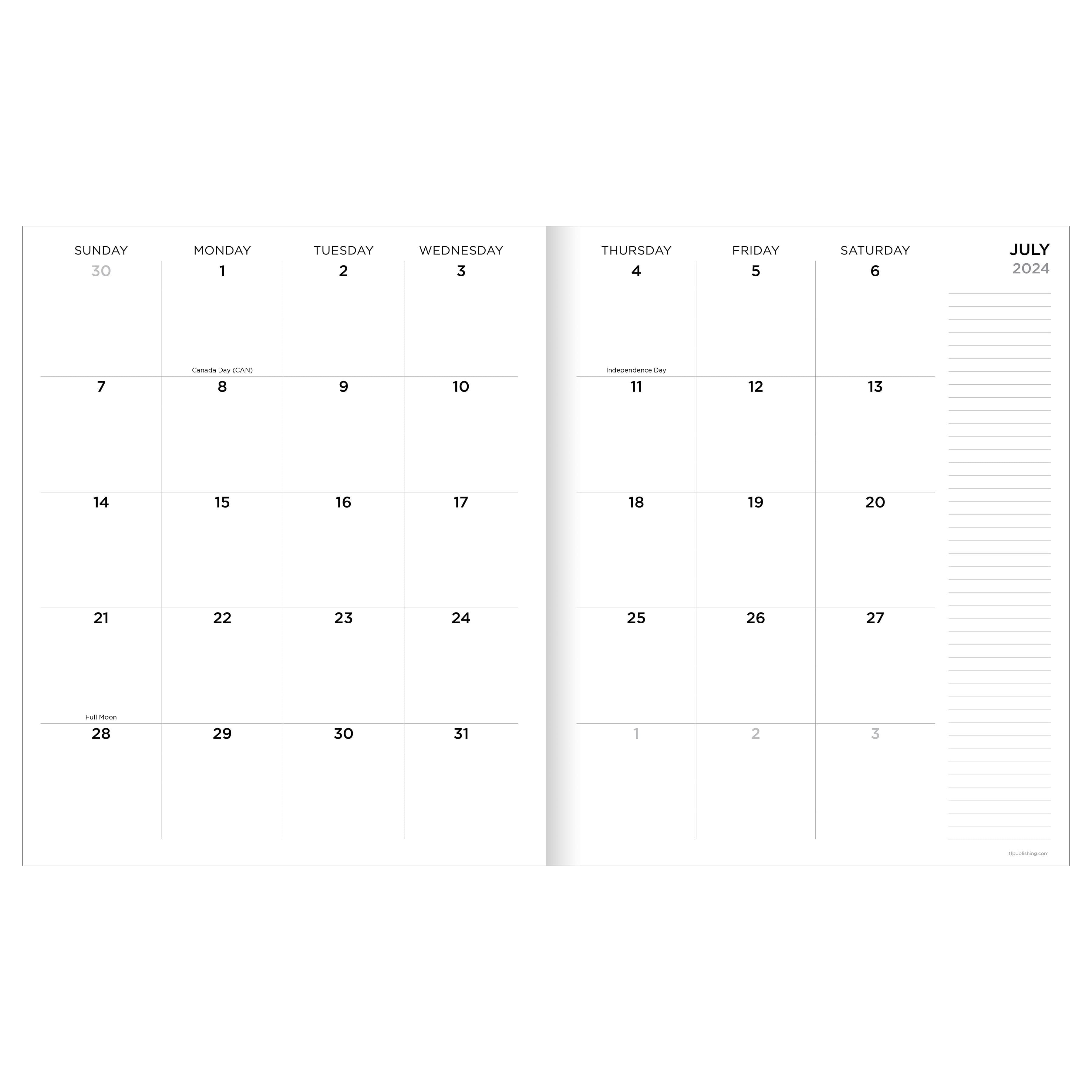 TF Publishing 2024-2025 Large Black Leaves Monthly Planner