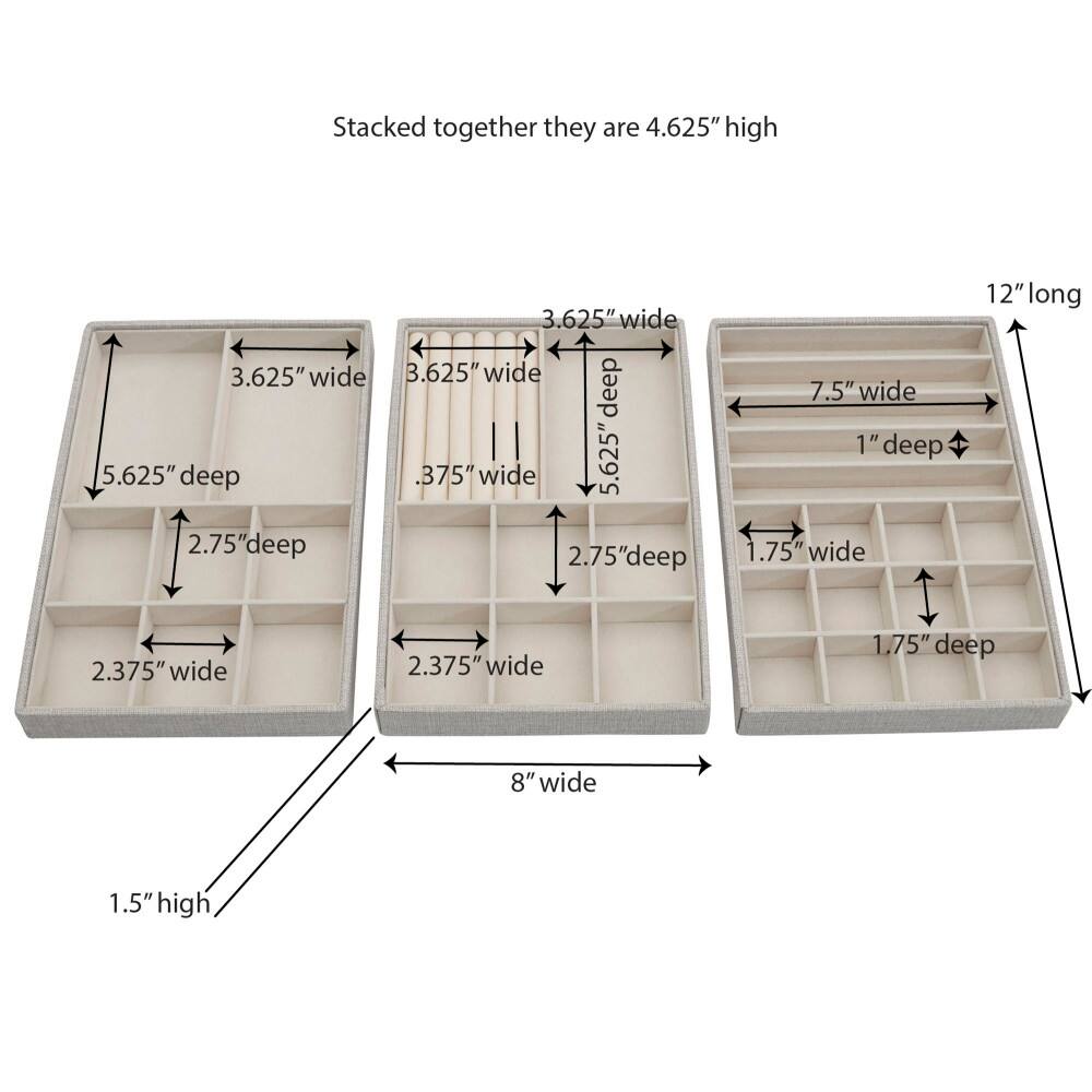 Household Essentials Stackable Jewelry Tray Set