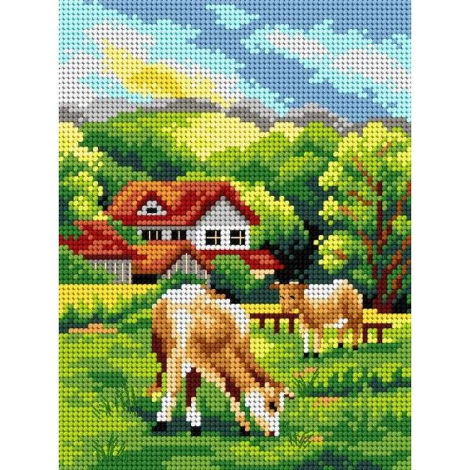 Orchidea Needlepoint Canvas For Halfstitch Without Yarn Grassland - Printed Tapestry Canvas