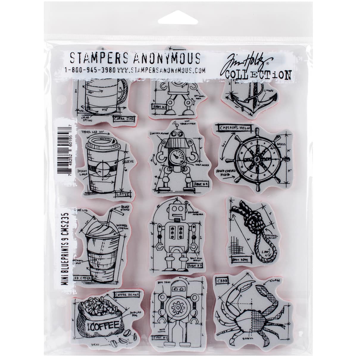 Stampers Anonymous Tim Holtz&#xAE; Mini Blueprints #9 Cling Stamps