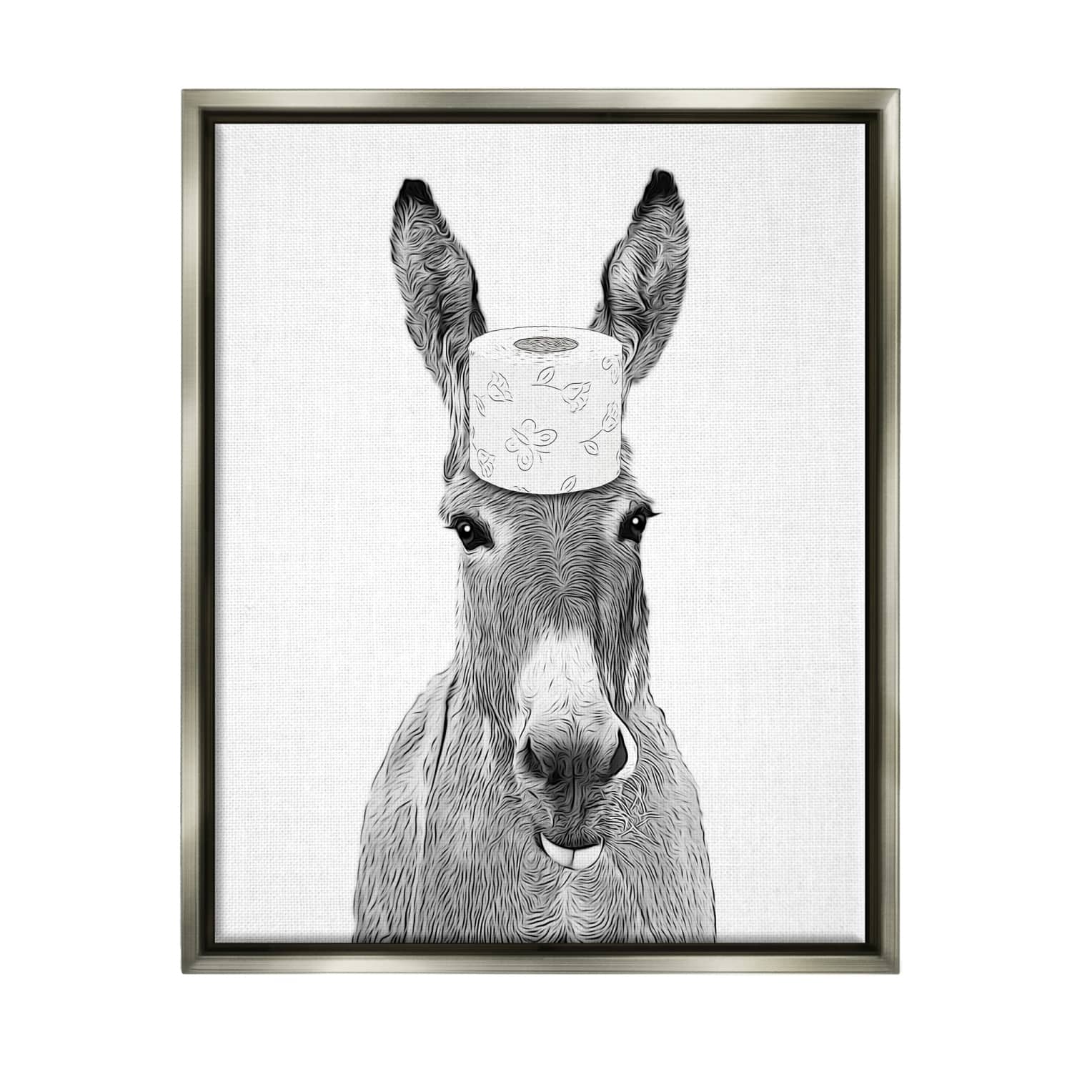 Stupell Industries Donkey Toilet Paper Funny Bathroom Floater Framed Art
