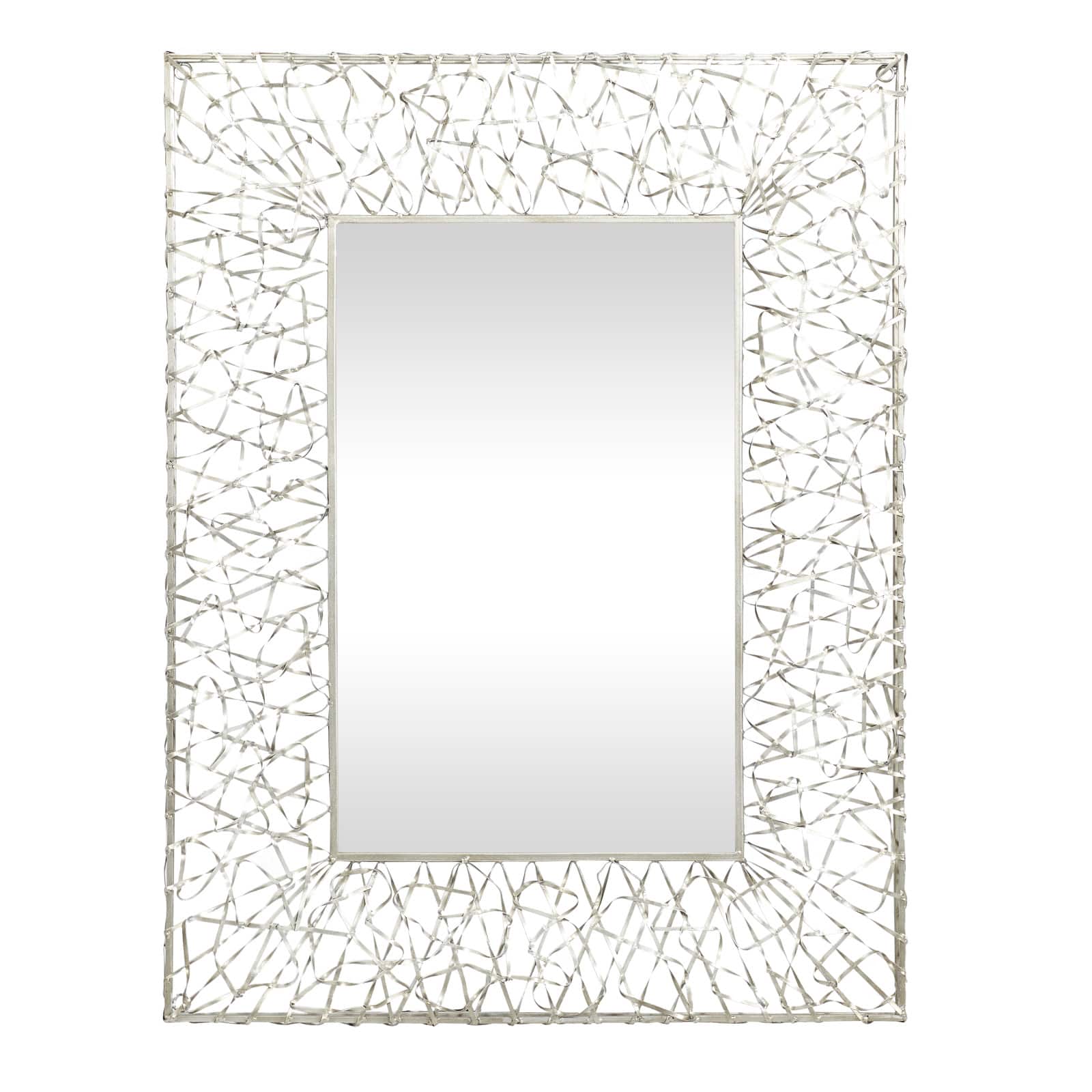 43&#x22; Silver Industrial Metal Wall Mirror