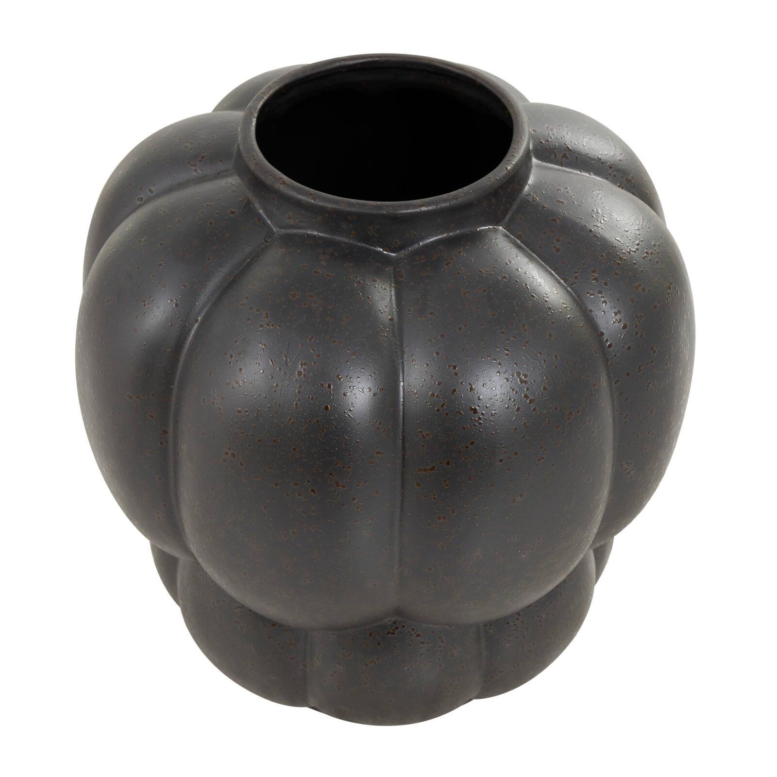 13" Black Speckled Ceramic Bubble Ribbed Vase