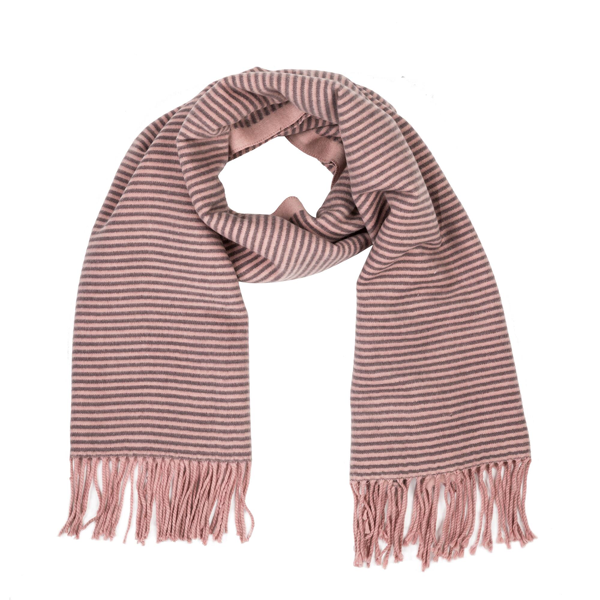 Glitzhome&#xAE; 73&#x22; Pink &#x26; Brown Striped Reversible Scarf with Tassels