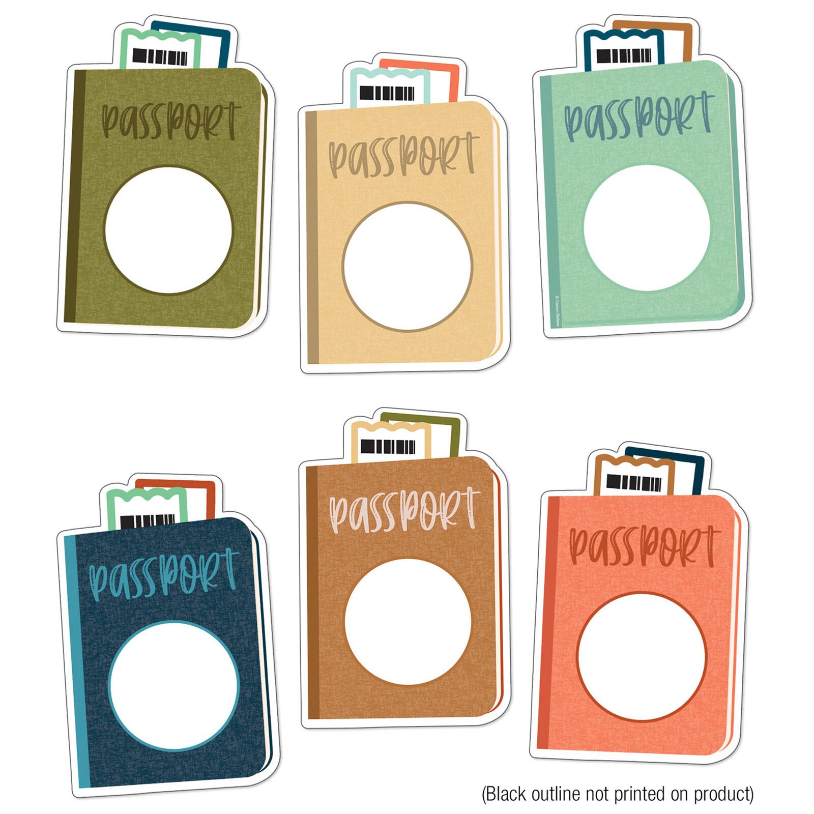 Carson Dellosa&#xAE; Let&#x27;s Explore Passports Cut-Outs, 3 Packs of 36