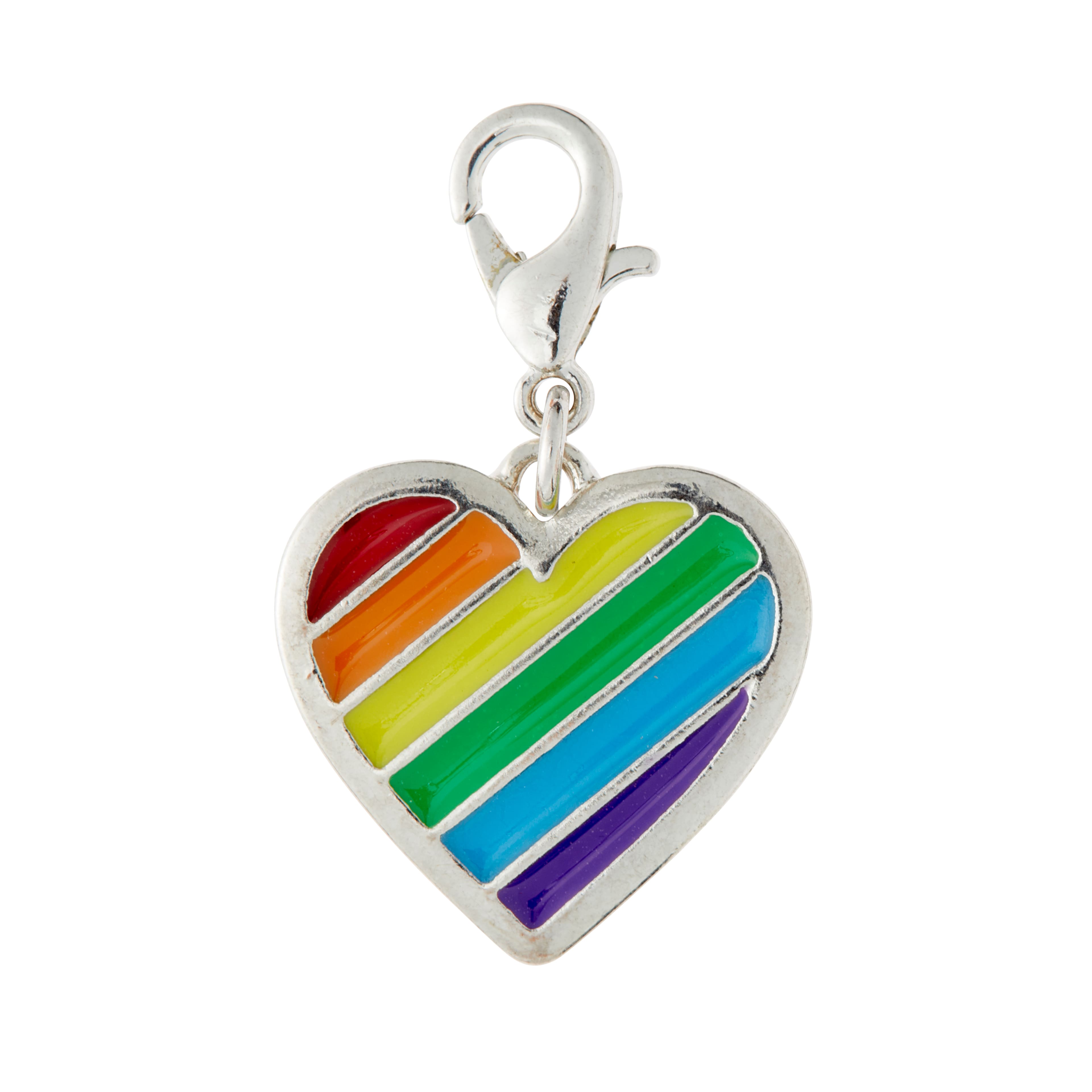 12 Pack: Charmalong™ Rainbow Heart Charm by Bead Landing™