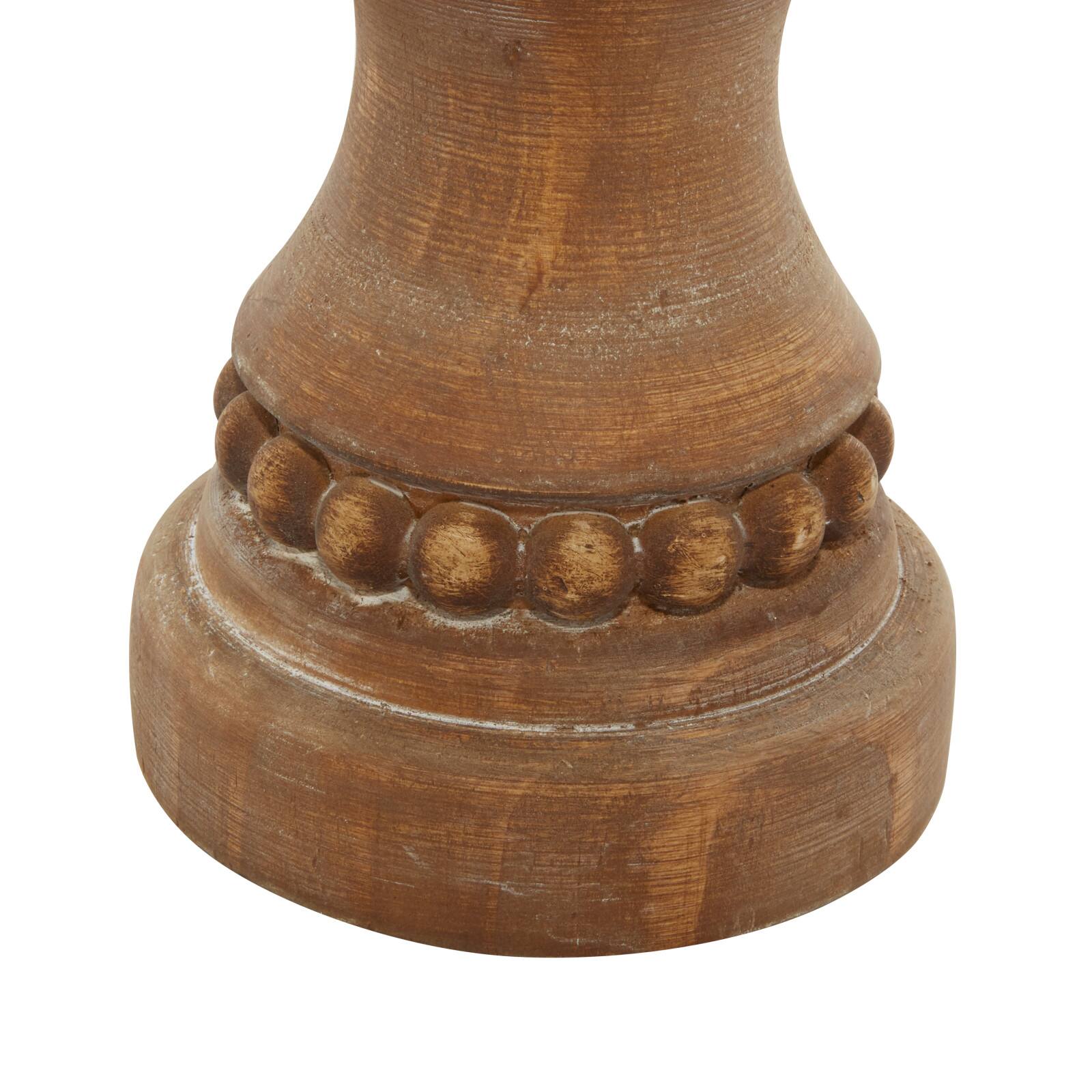 Brown Wood Natural Candle Holder Set