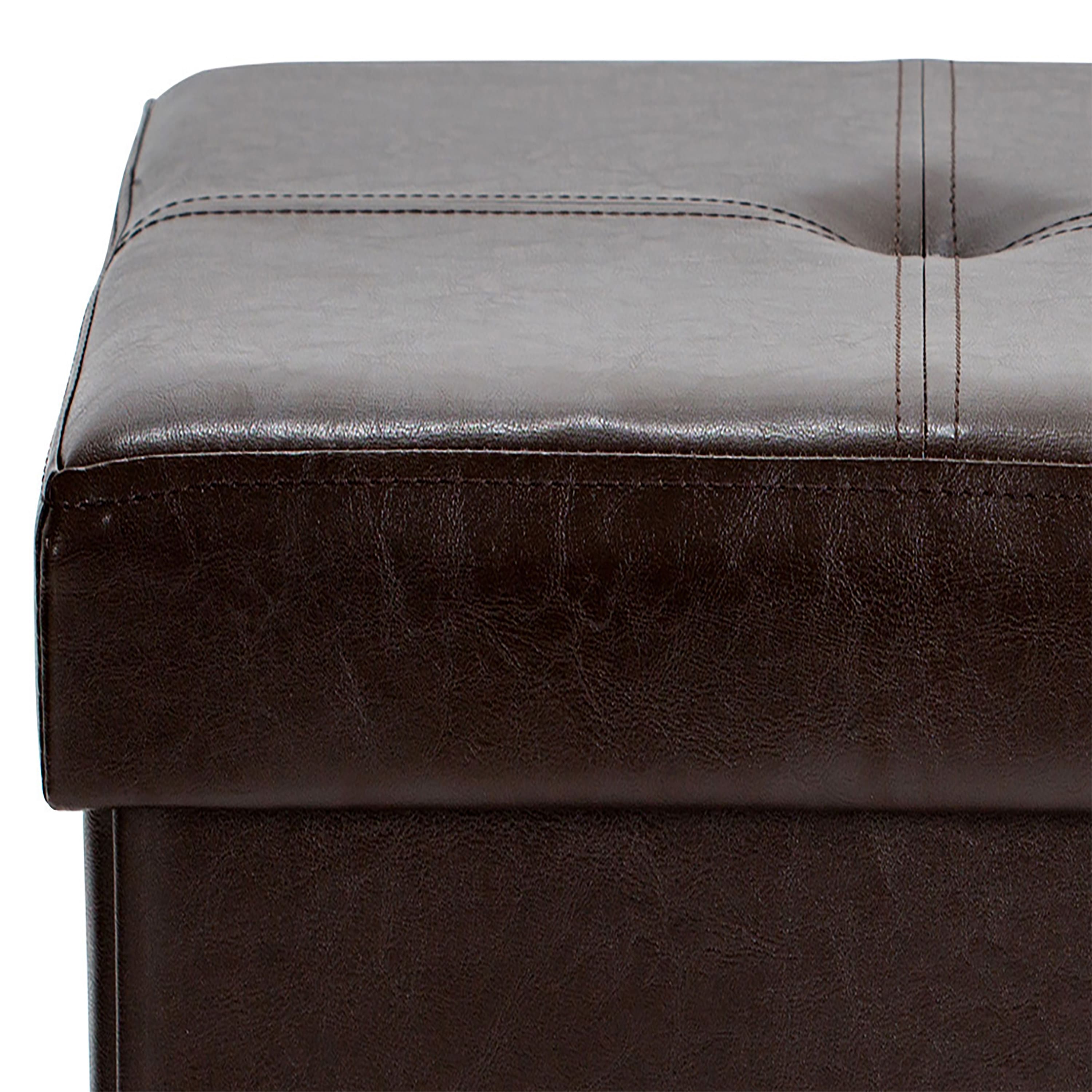 Simplify Faux Leather Double Folding Storage Ottoman