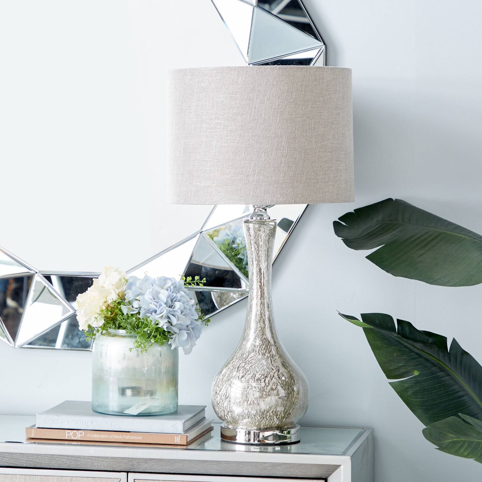 28&#x22; Silver Glass Glam Table Lamp