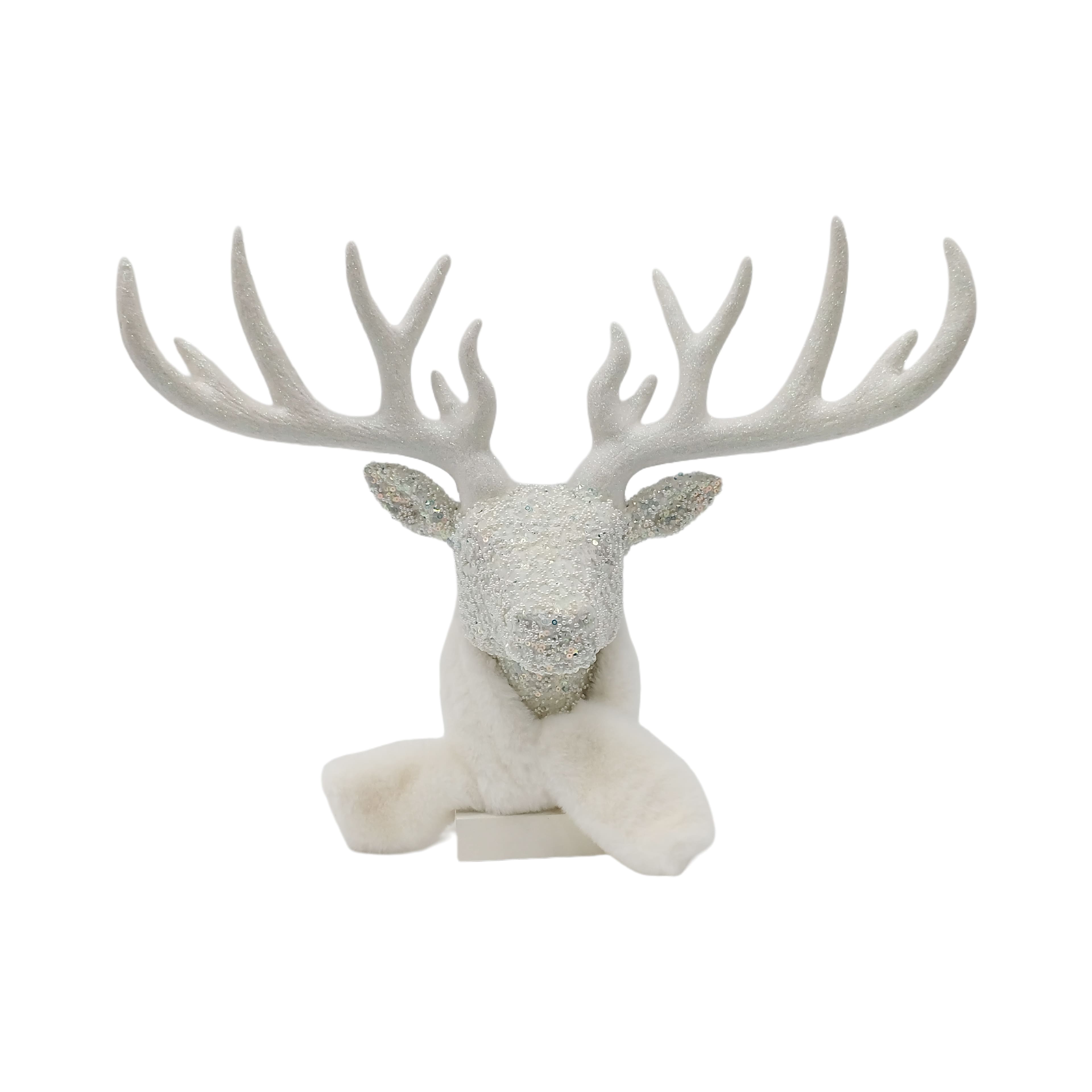14&#x22; White Reindeer Head with Scarf Tabletop D&#xE9;cor by Ashland&#xAE;