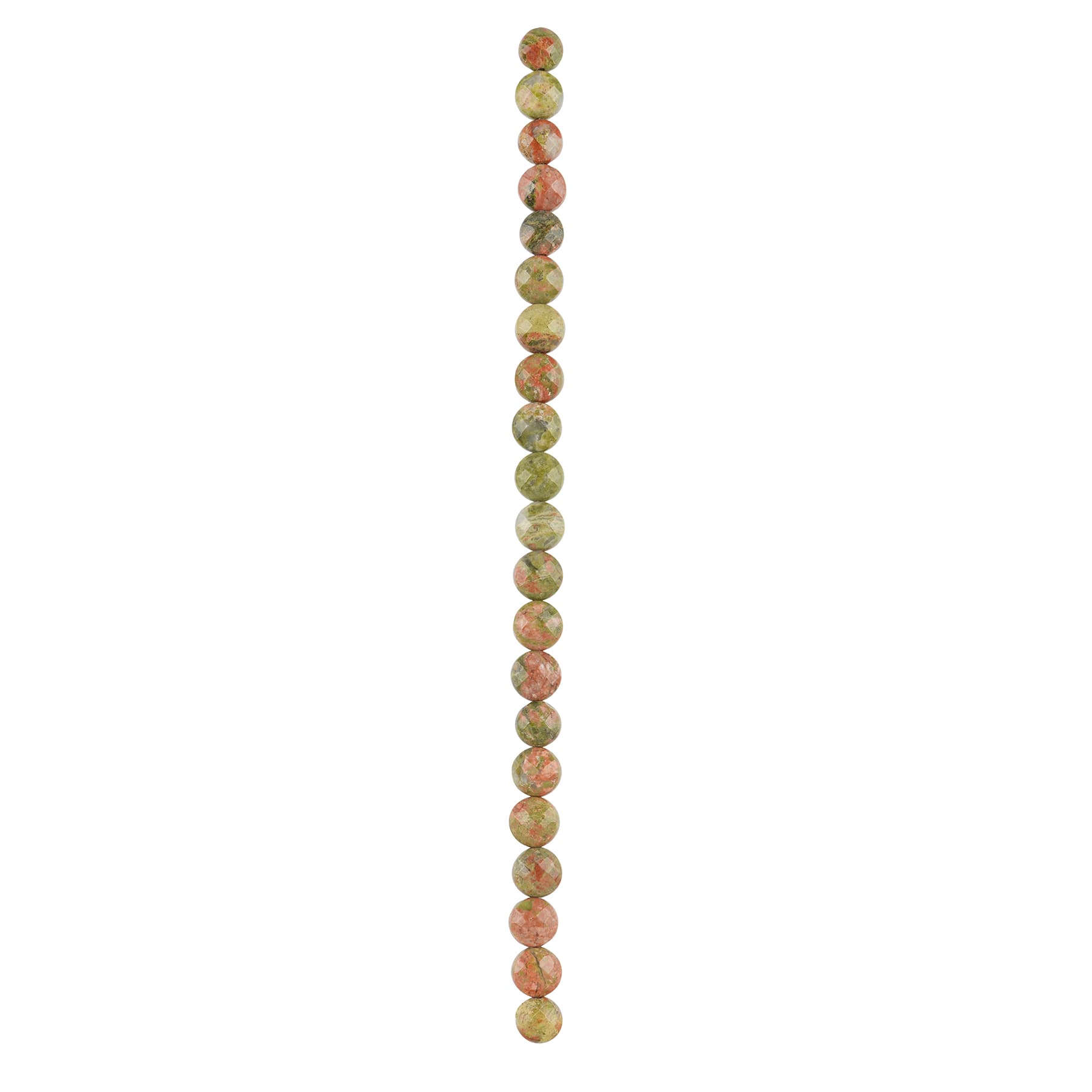 12 Pack: Green & Orange Unakite Faceted Coin Beads, 8mm by Bead Landing™