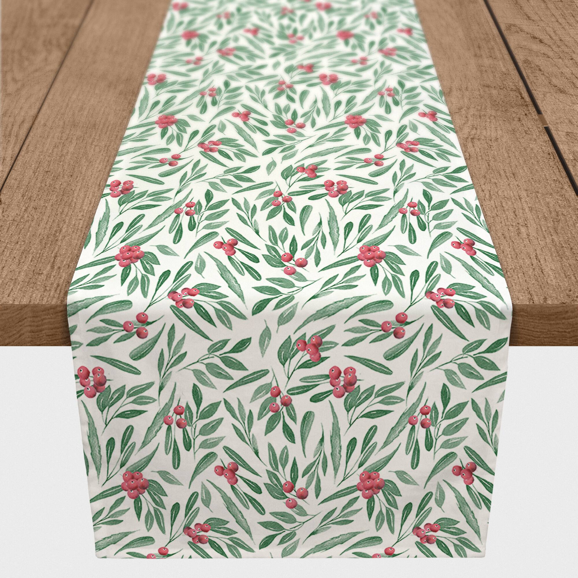 Holly Berries Poly Twill Table Runner