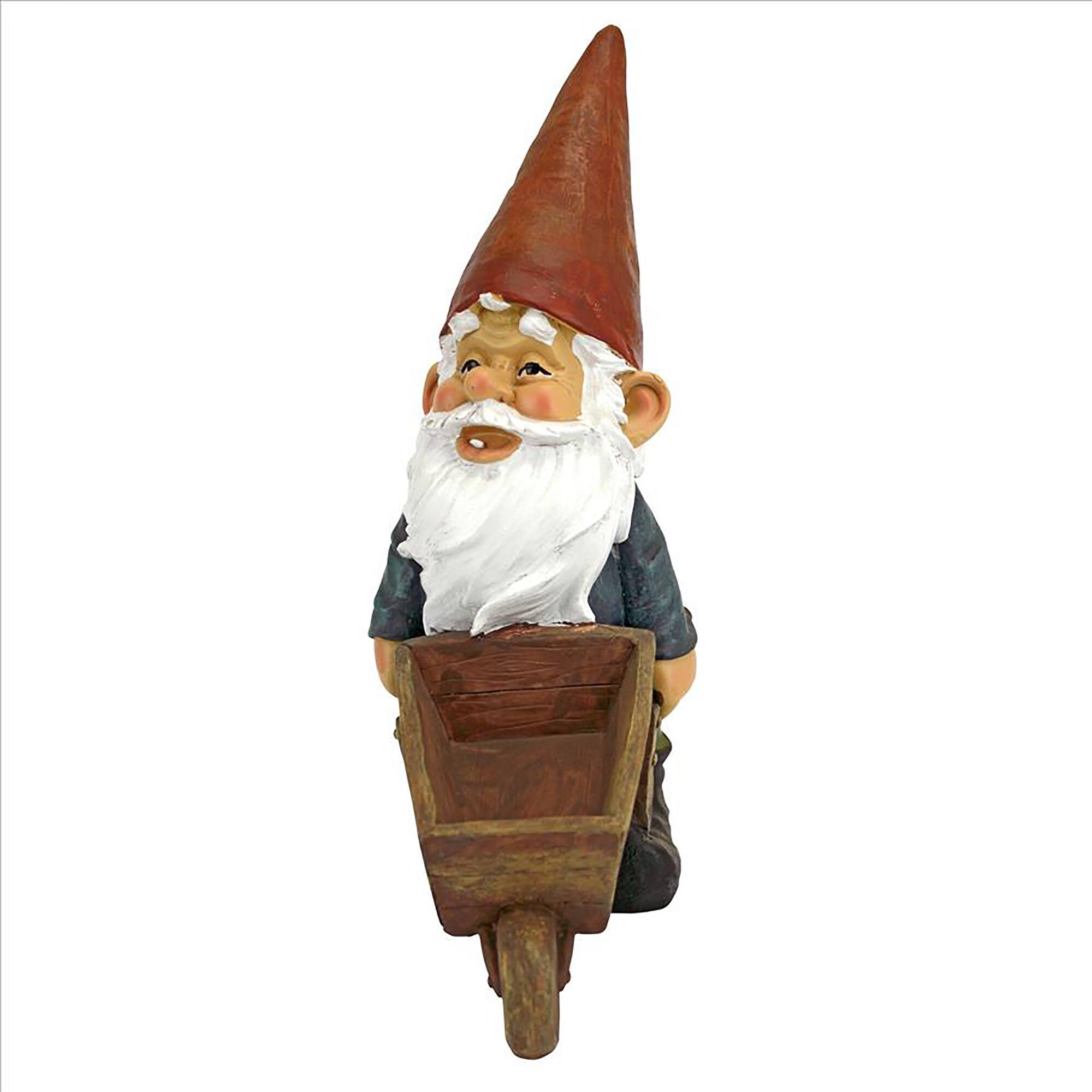 Design Toscano 12&#x22; Wheelbarrow Willie: Garden Gnome Statue