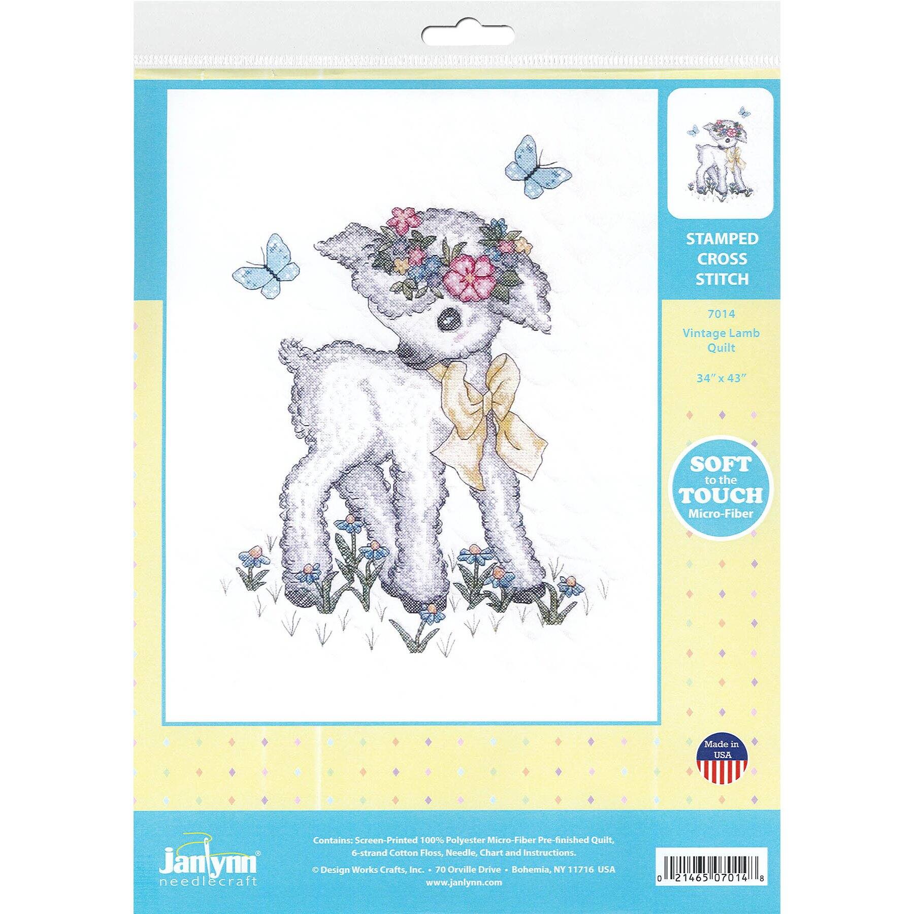 Janlynn Vintage Lamb Quilt Stamped Cross Stitch Kit