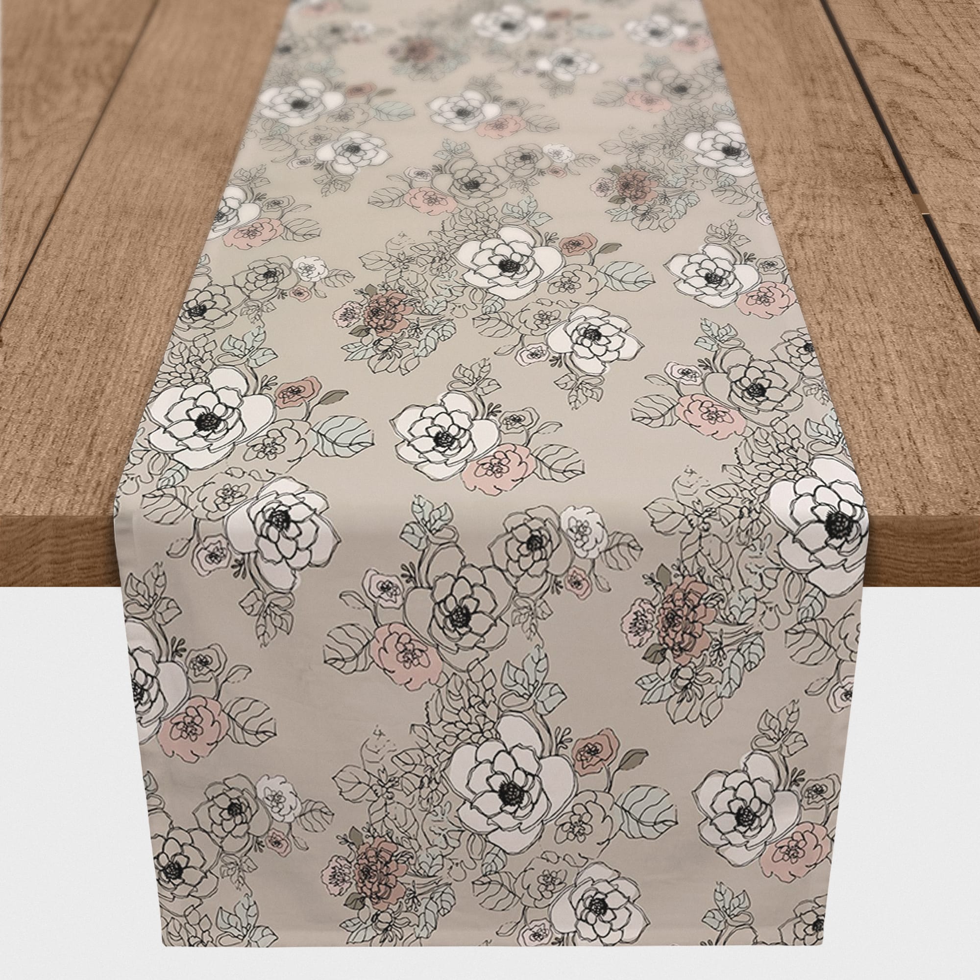 72" Intricate Floral Cotton Twill Runner