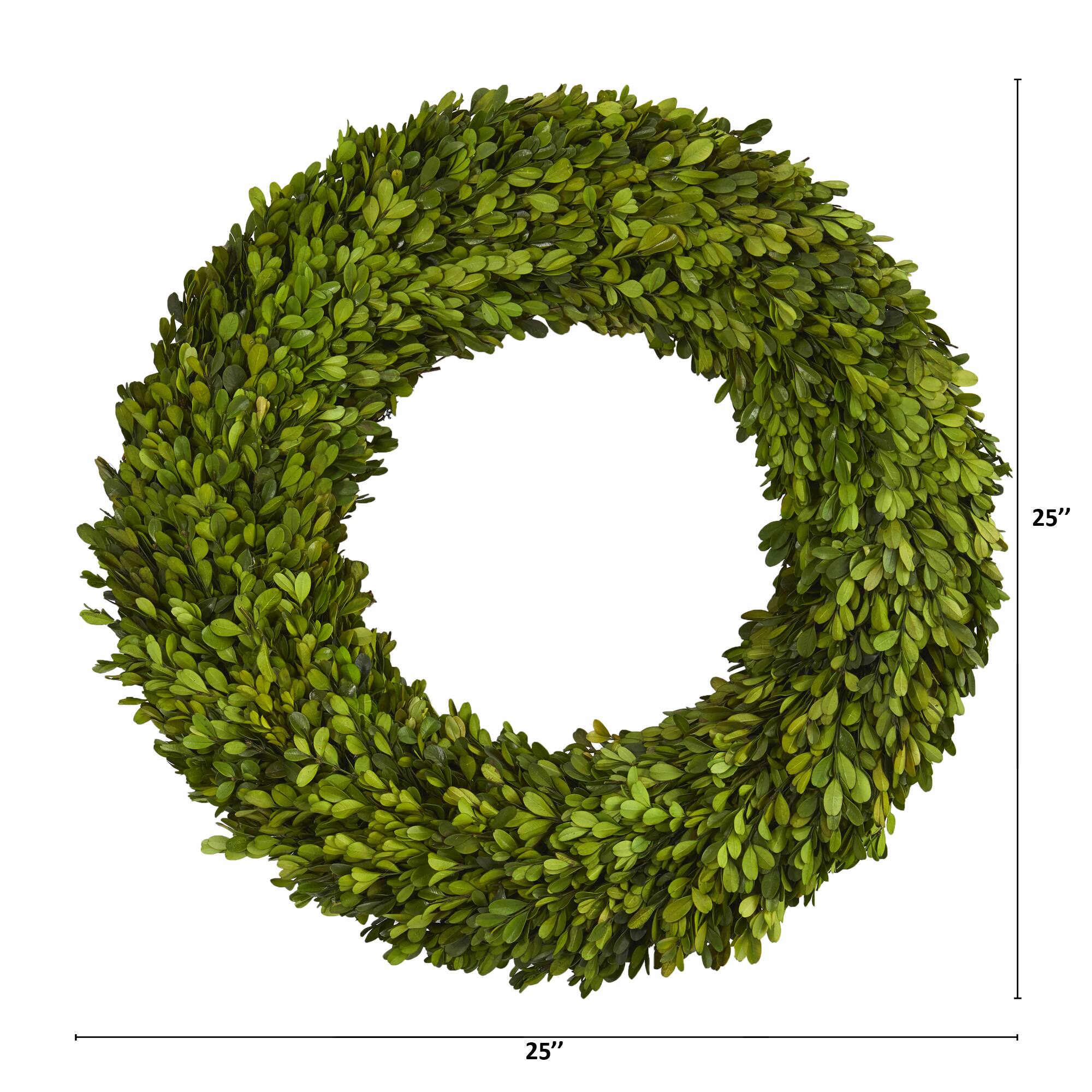 24&#x22; Green Preserved Boxwood Wreath