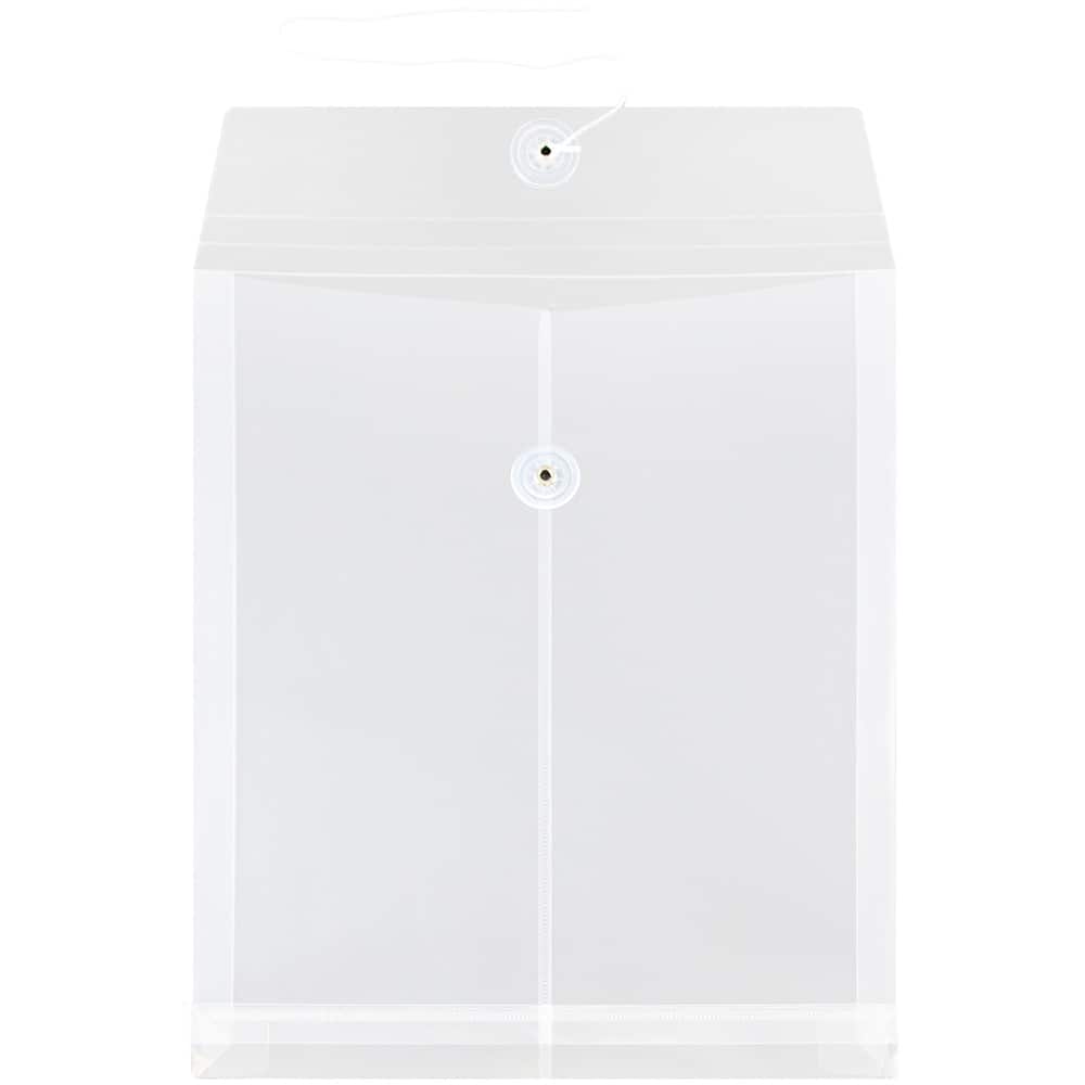 JAM Paper Letter Size Plastic Envelopes with Button & String Tie Closure, 12ct.