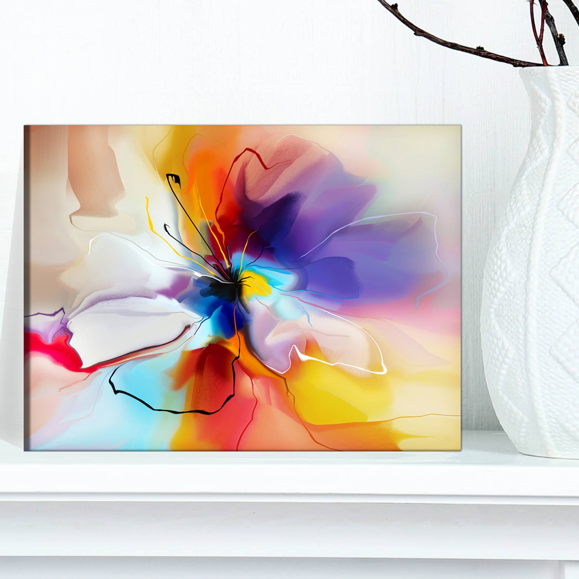 Designart - Creative Flower in Multiple Colors - Floral canvas art