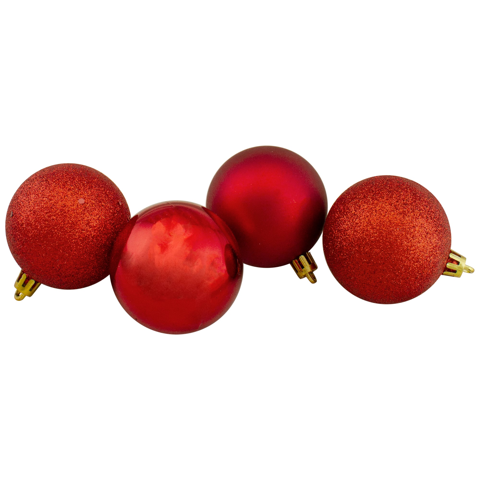 60ct Red Hot Shatterproof 4-Finish Ball Ornaments