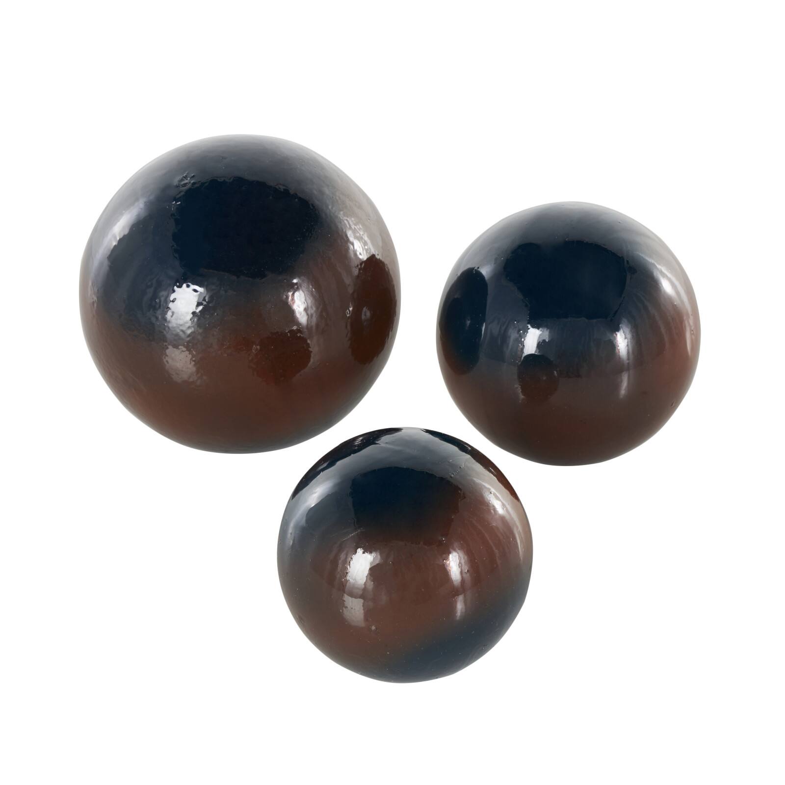 Blue with Brown Stripe Abstract Brushed Decorative Orbs & Vase Filler Set