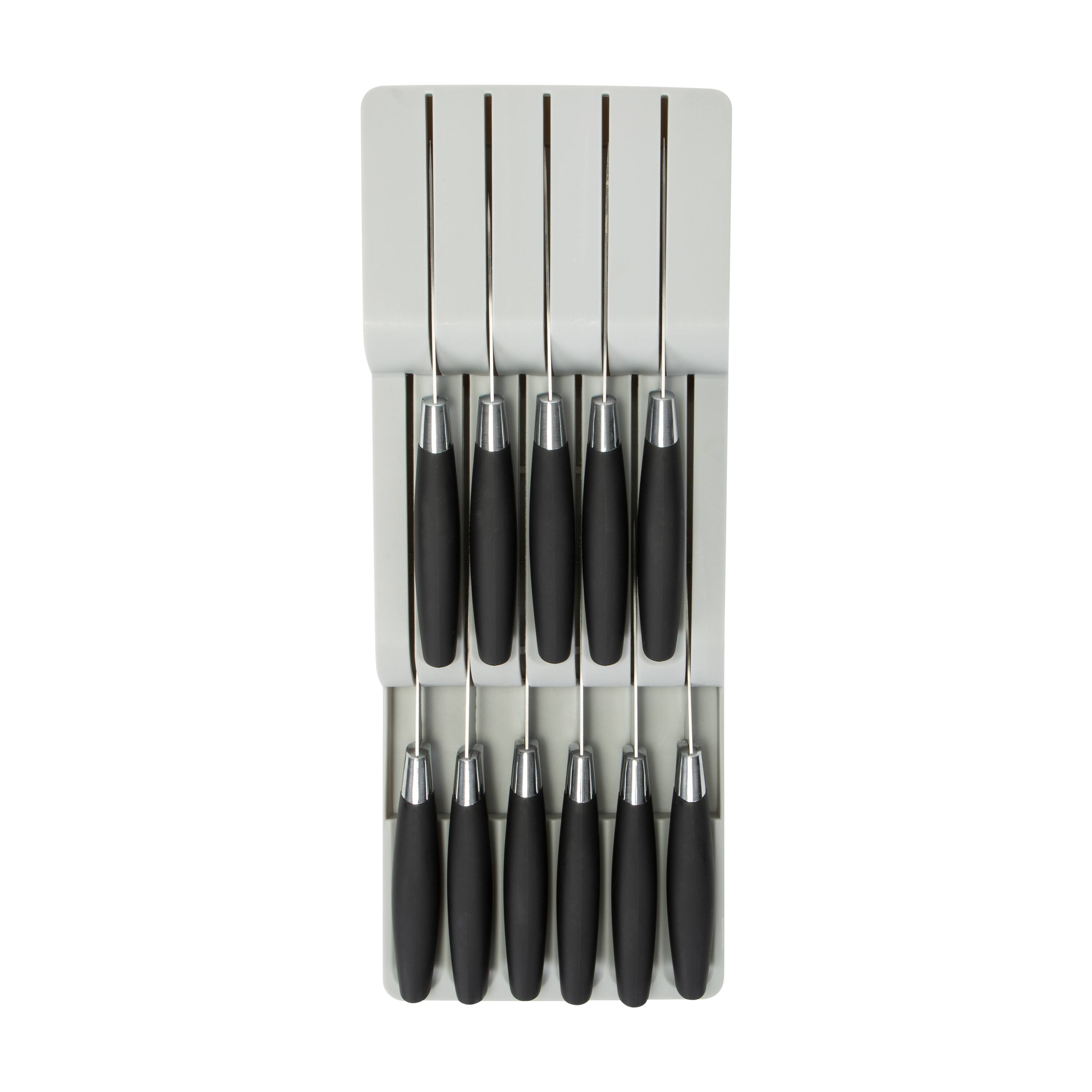 Kitchen Details 2-Tier Gray In-Drawer Knife Organizer