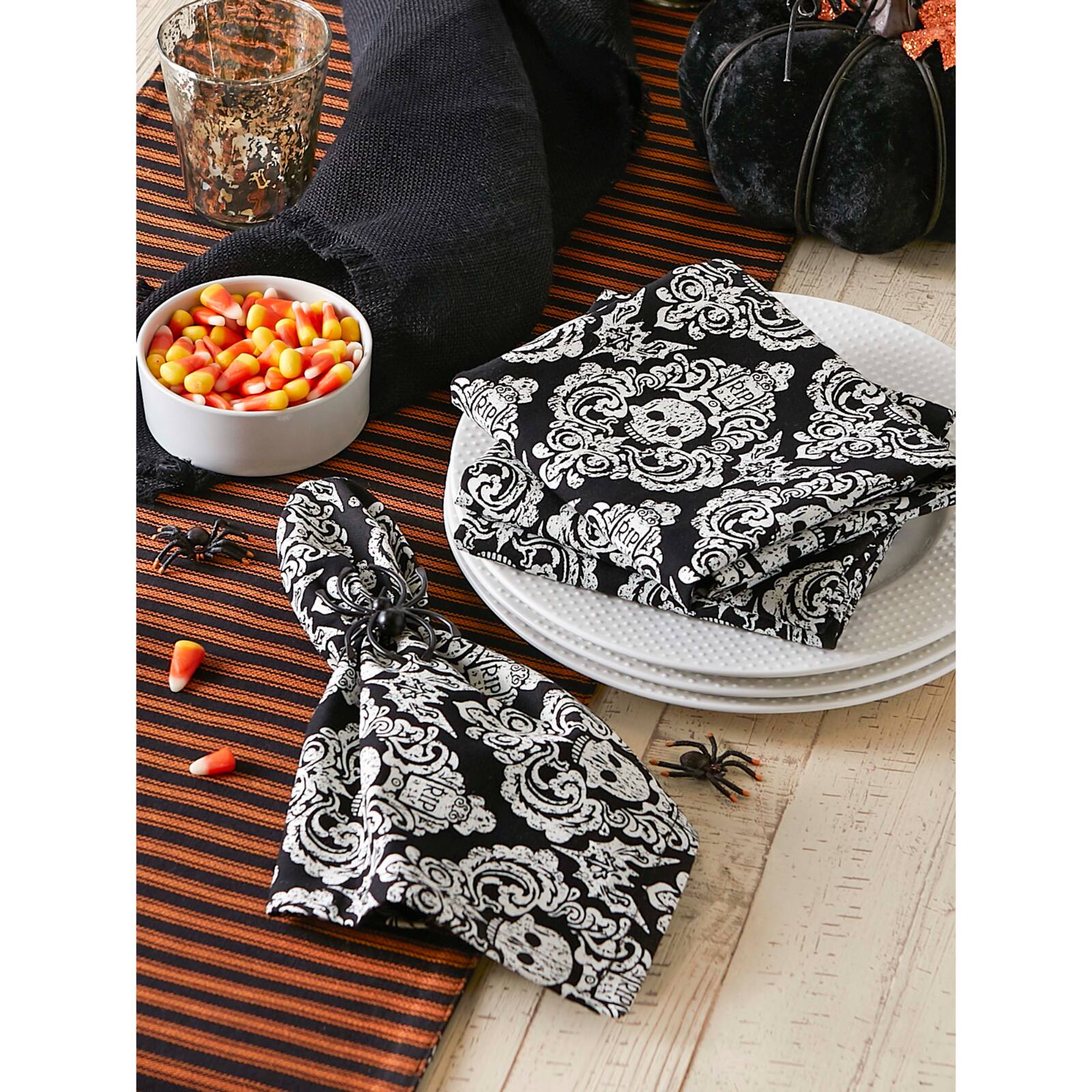 DII&#xAE; Graveyard Damask Embellished Dinner Napkins, 6ct.