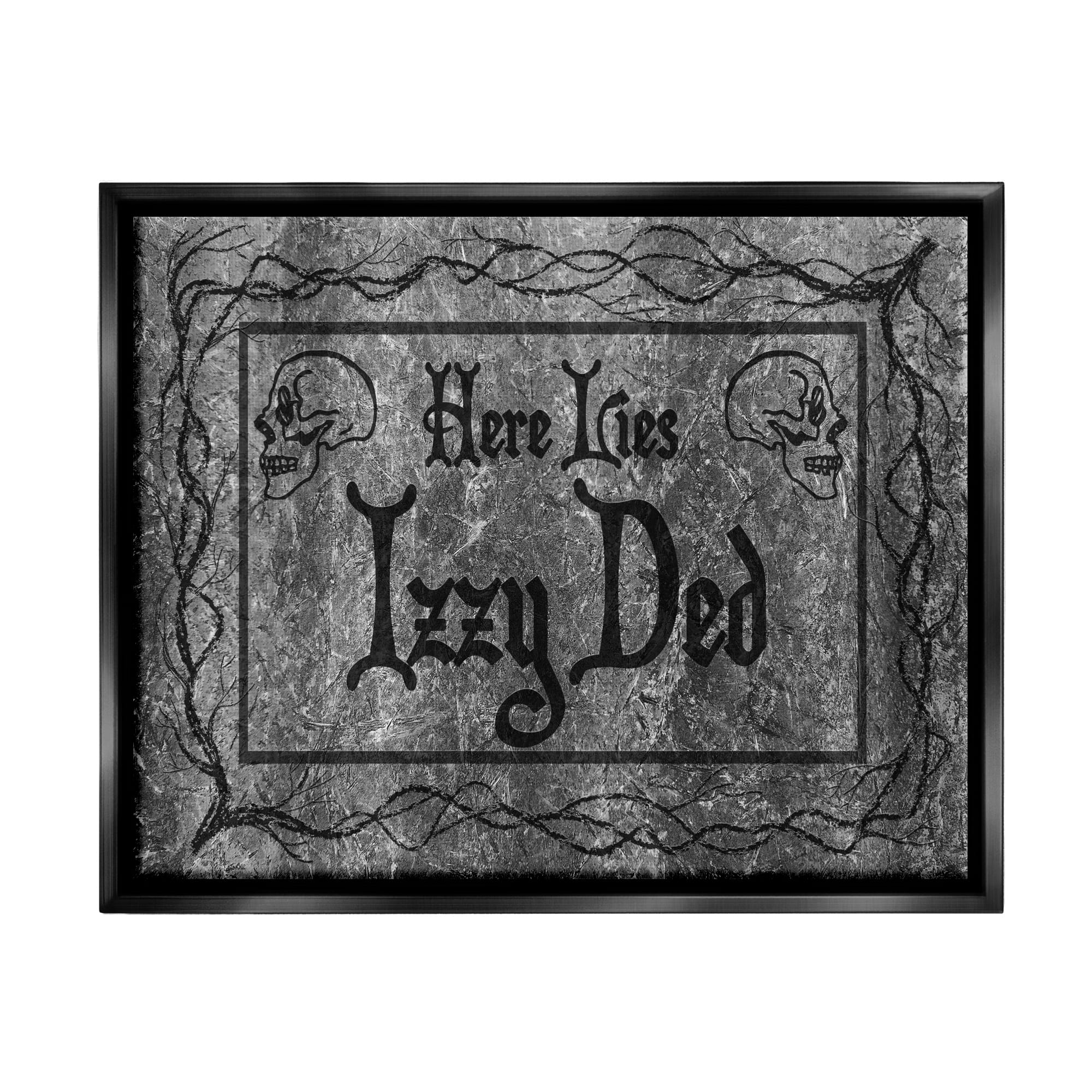 Stupell Industries Here Lies Izzy Ded Gravestone Framed Floater Canvas Wall Art