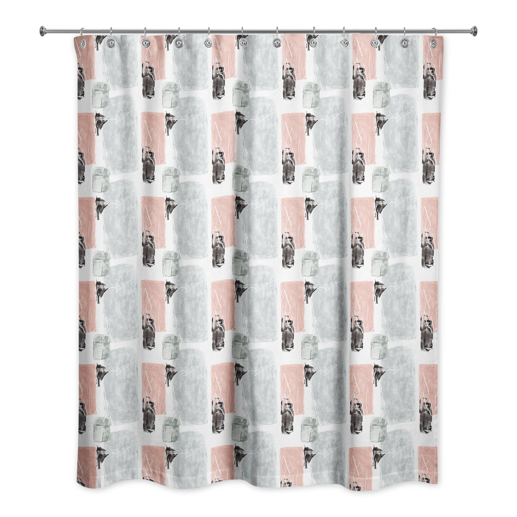 Blue and Pink Abstract 71" x 74" Shower Curtain