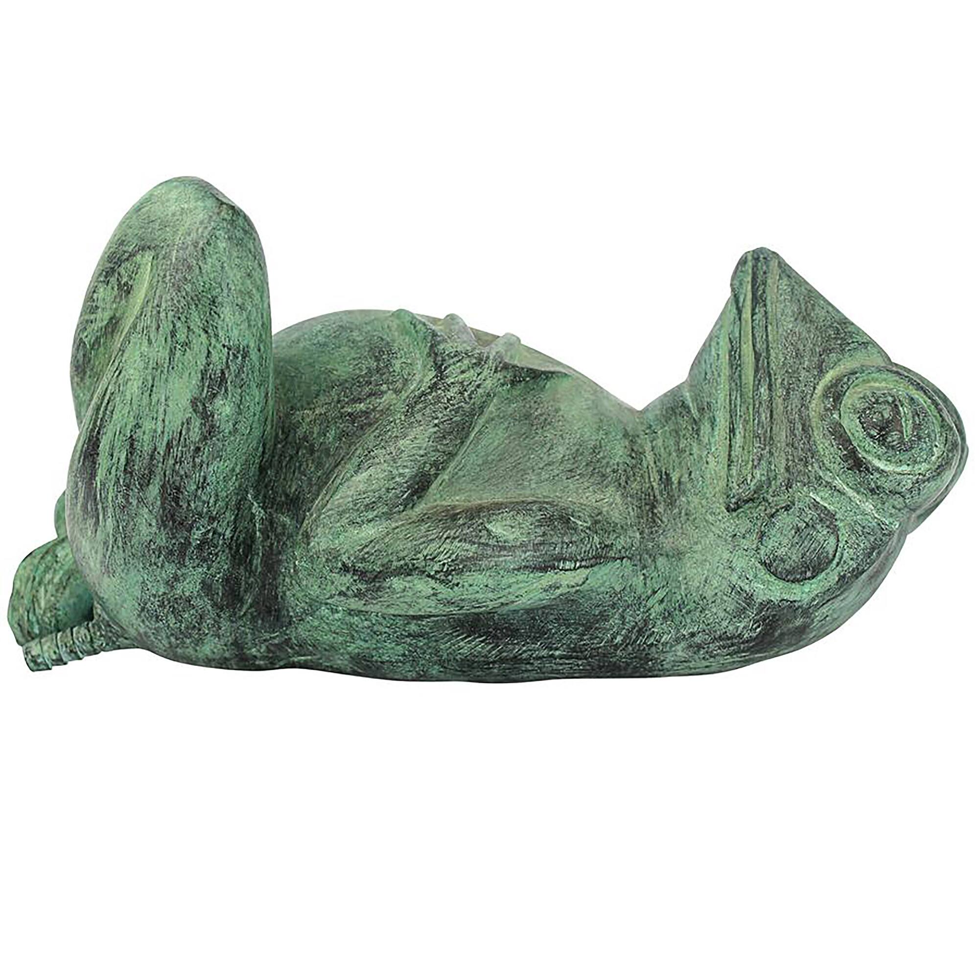 Design Toscano 12" Spitting Lazy Frog Emerald Verde Cast Bronze Garden Statue