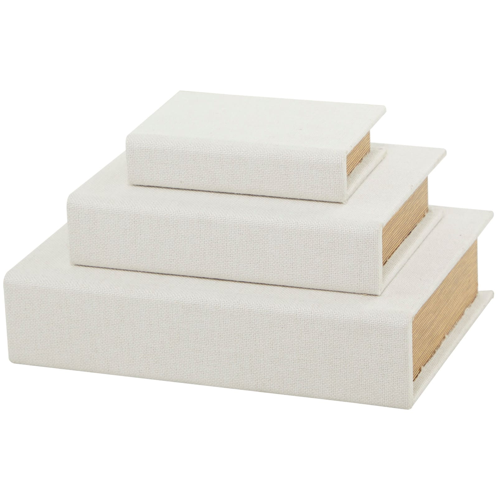 White Linen Faux Book Box Set