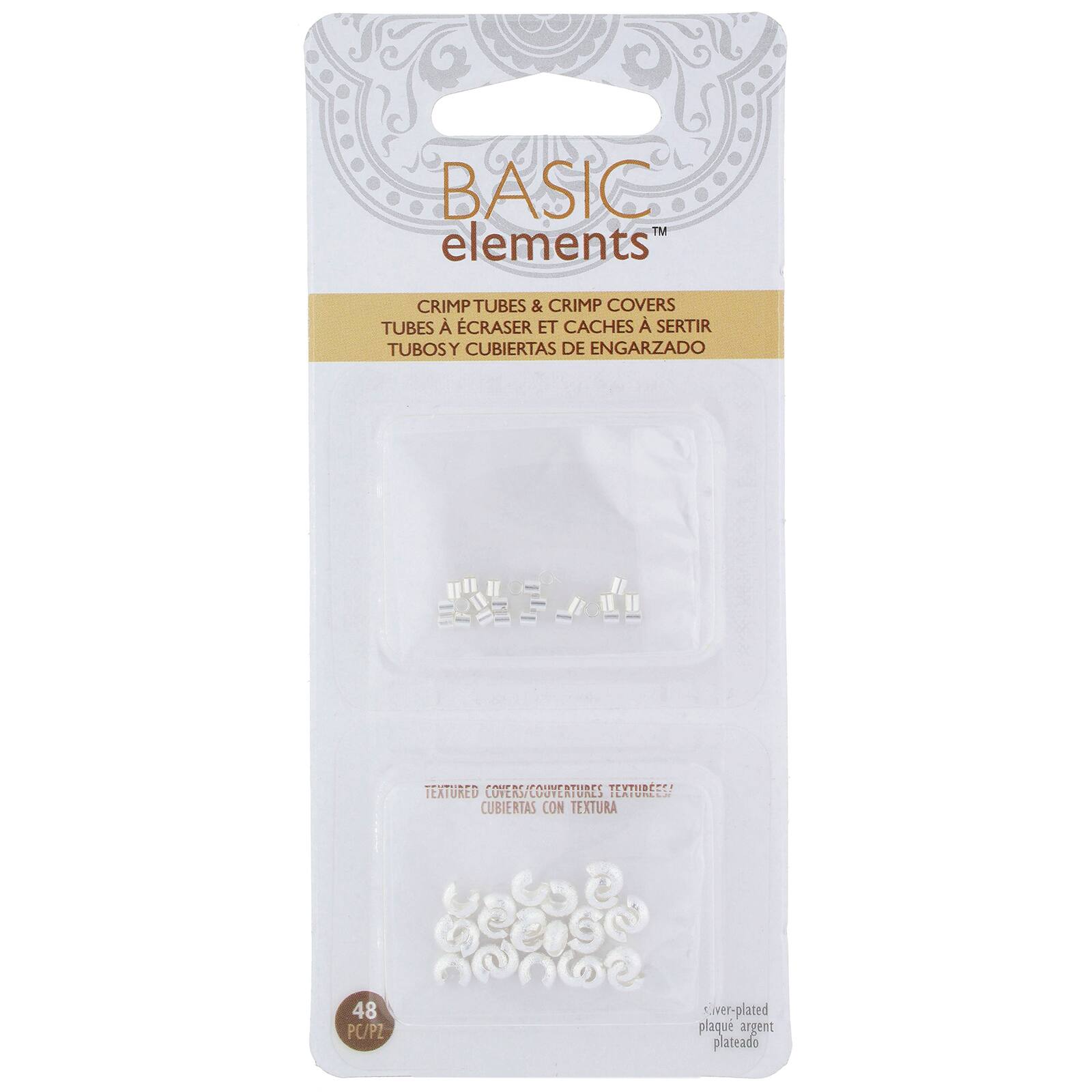 The Beadsmith® Basic Elements™ Silver-Plated Stardust Crimp Tubes & 4mm Covers