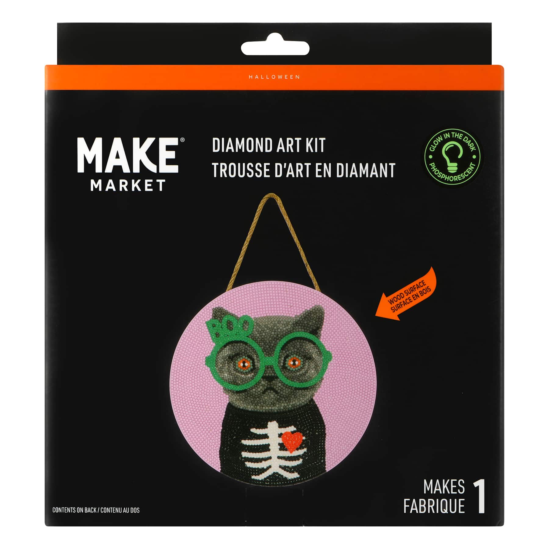 8&#x22; Boo Cat Round Wood Plaque Diamond Art Kit by Make Market&#xAE;
